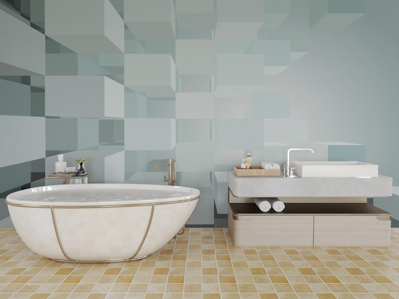 Papier peint lumière objets 3d