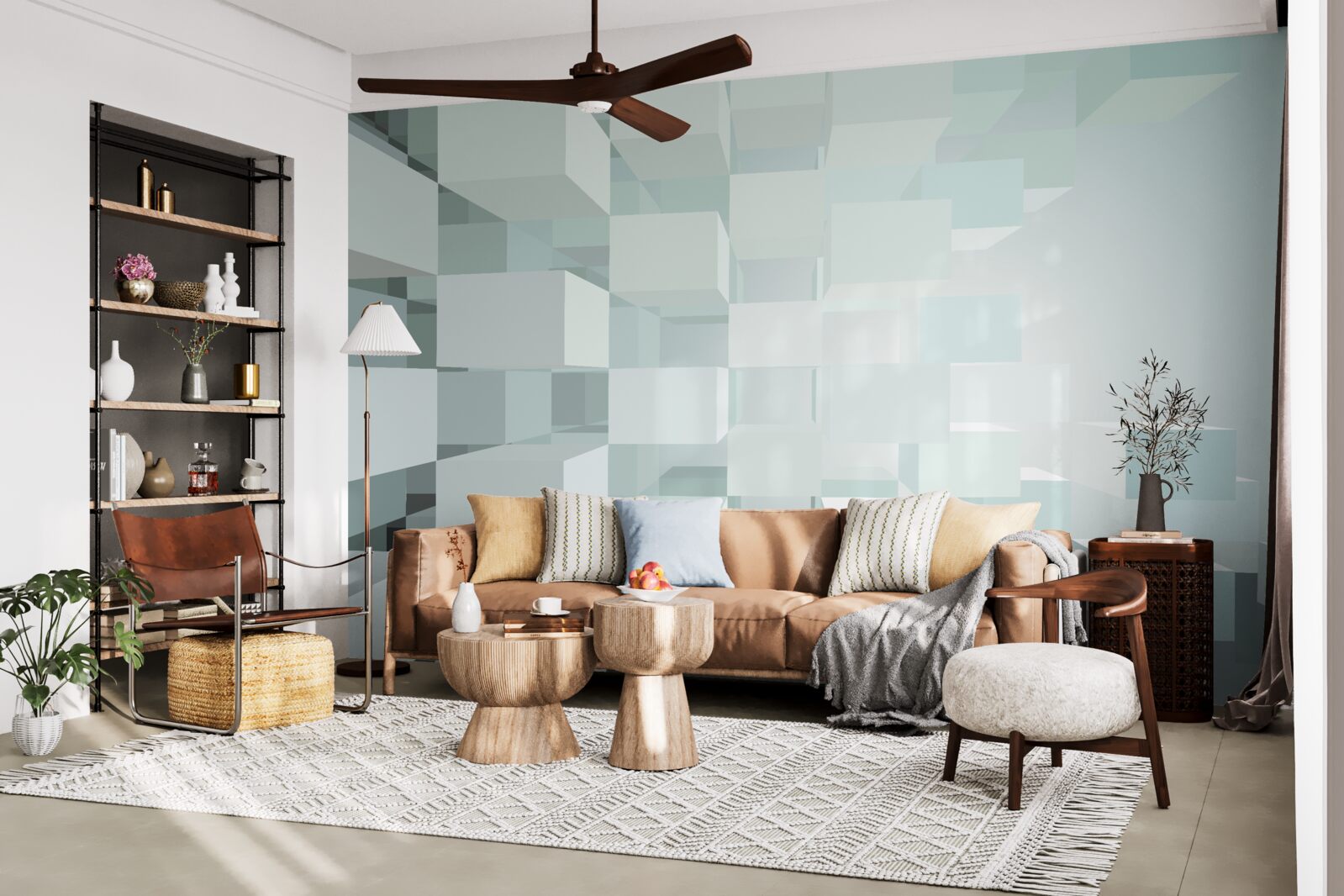 Papier peint lumière objets 3d