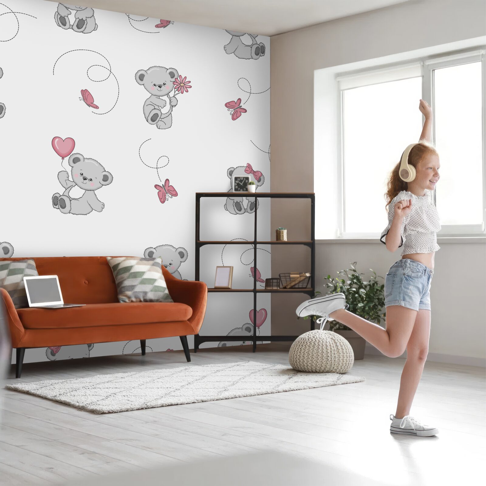 Papier peint ours gris mignons