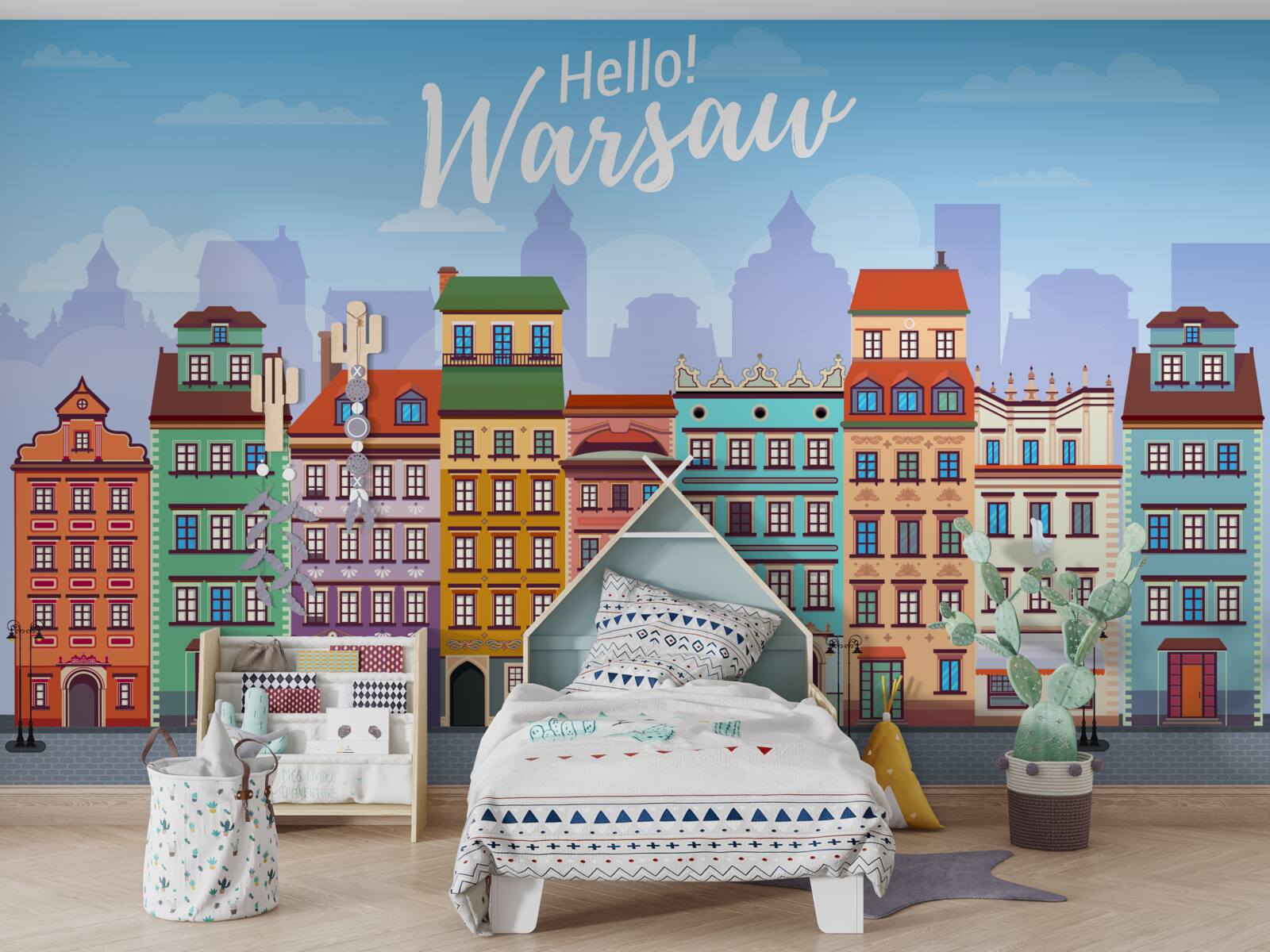 Papier peint bâtiments lumineux à Varsovie