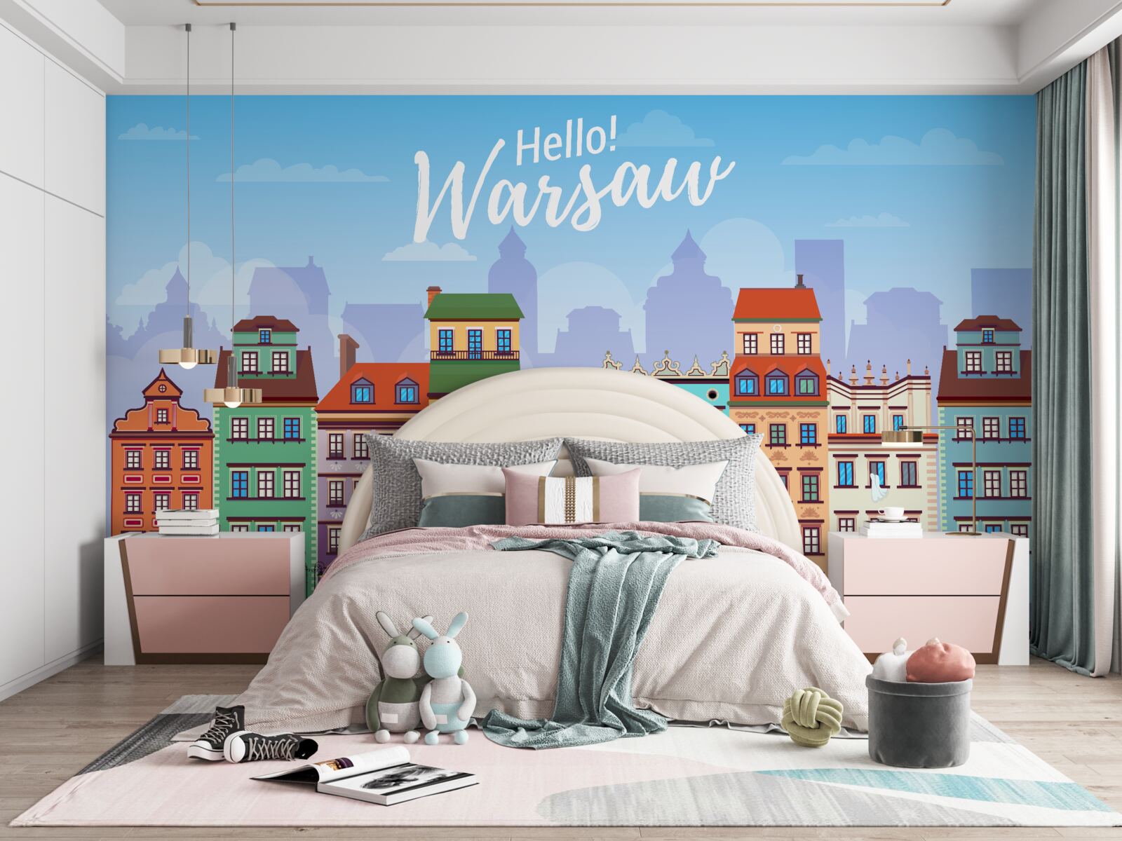 Papier peint bâtiments lumineux à Varsovie