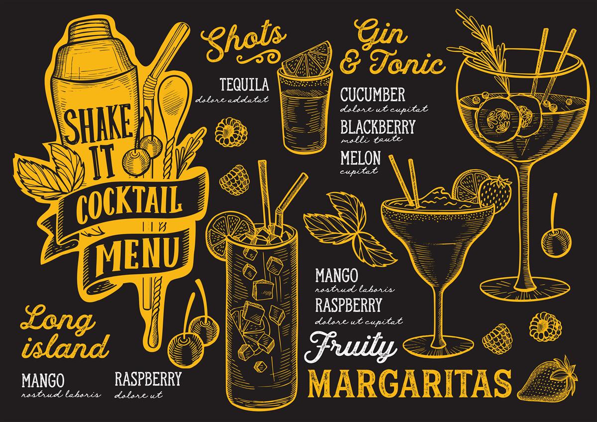 Papier peint carte des cocktails