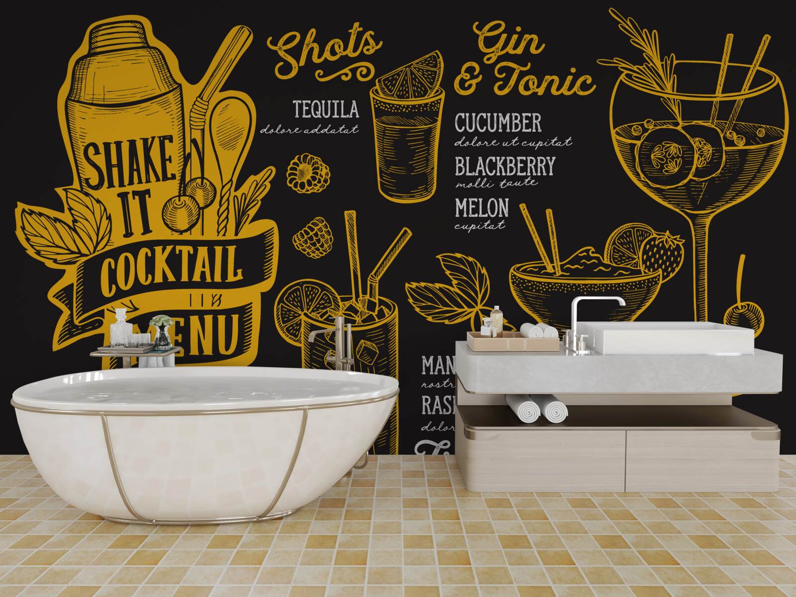 Papier peint carte des cocktails