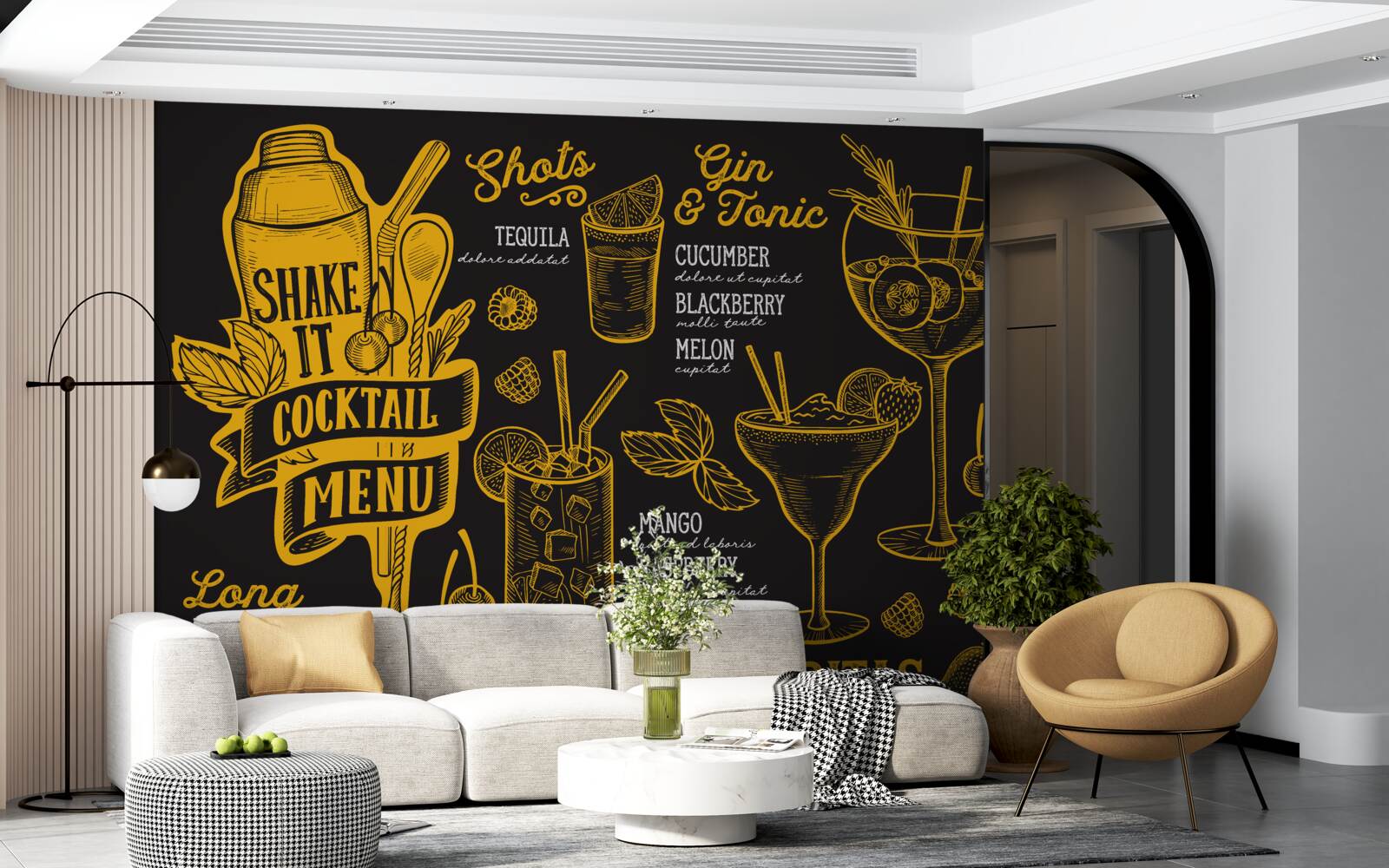 Papier peint carte des cocktails