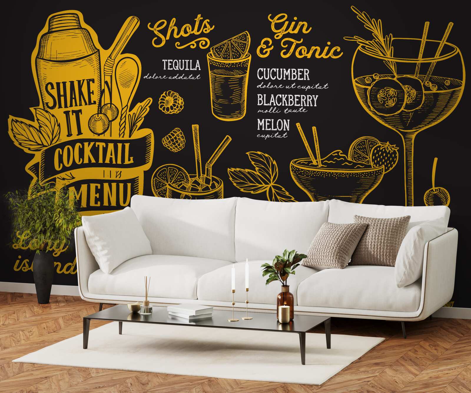 Papier peint carte des cocktails