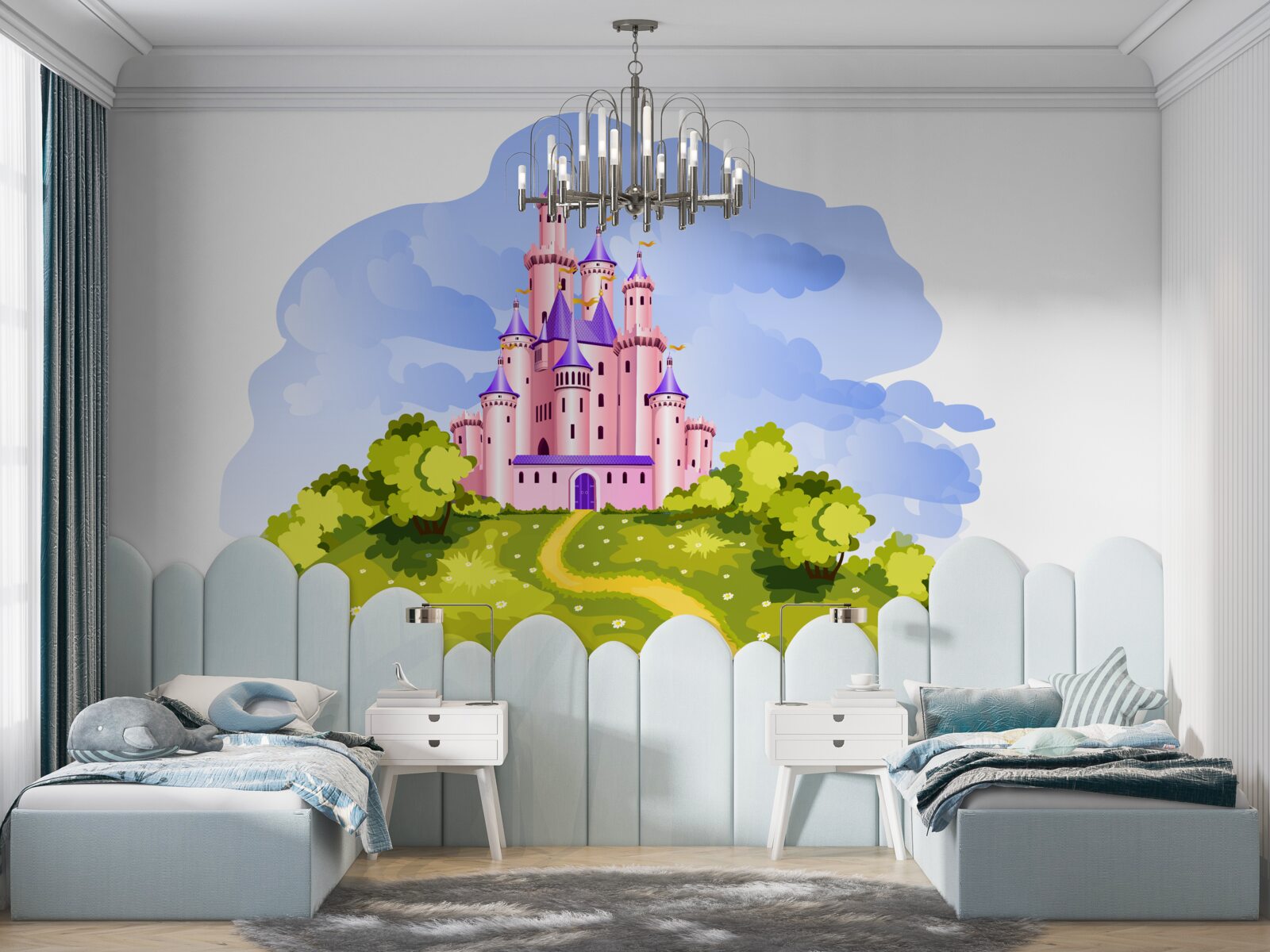 Papier peint le château est rose