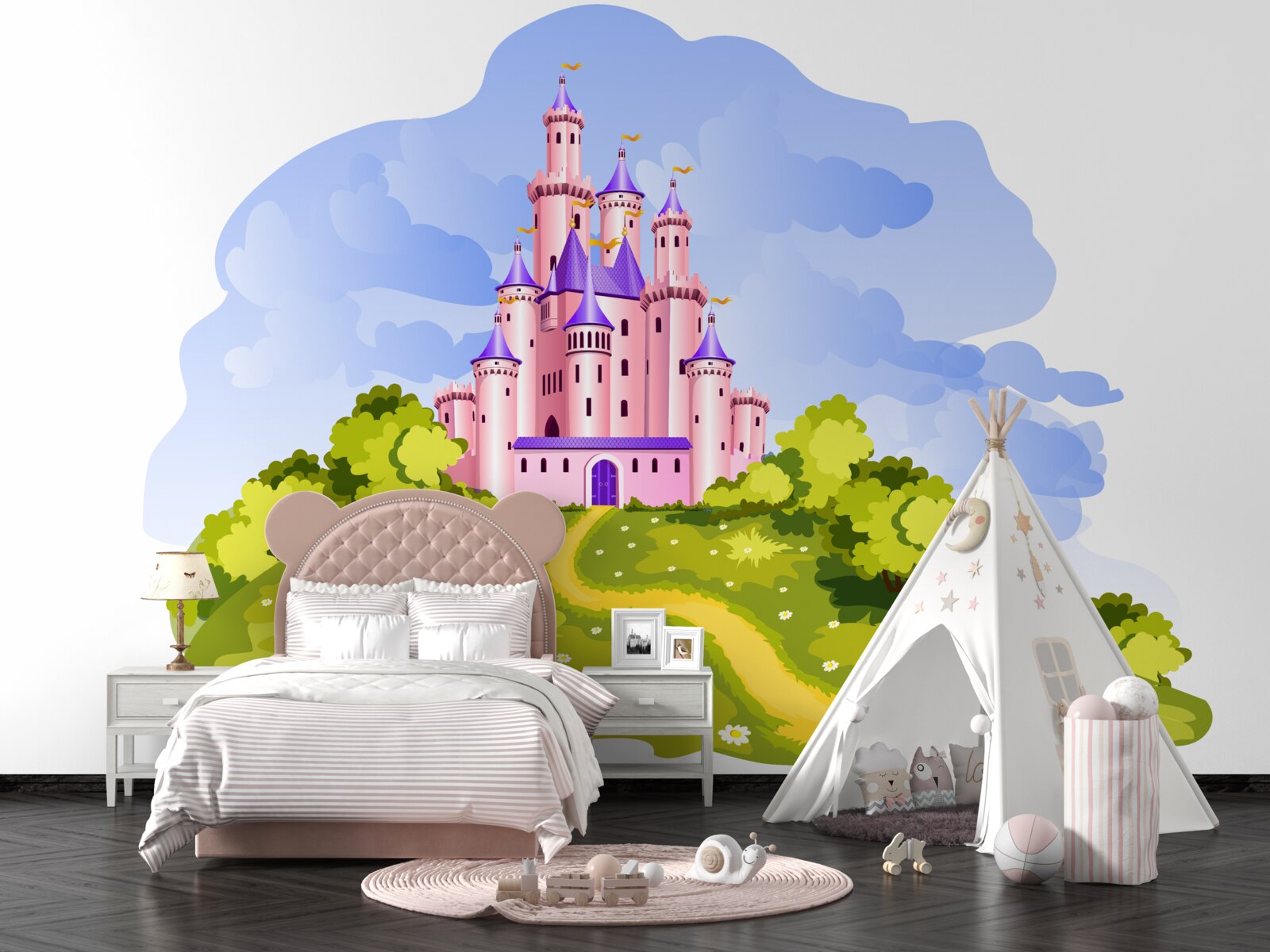 Papier peint le château est rose