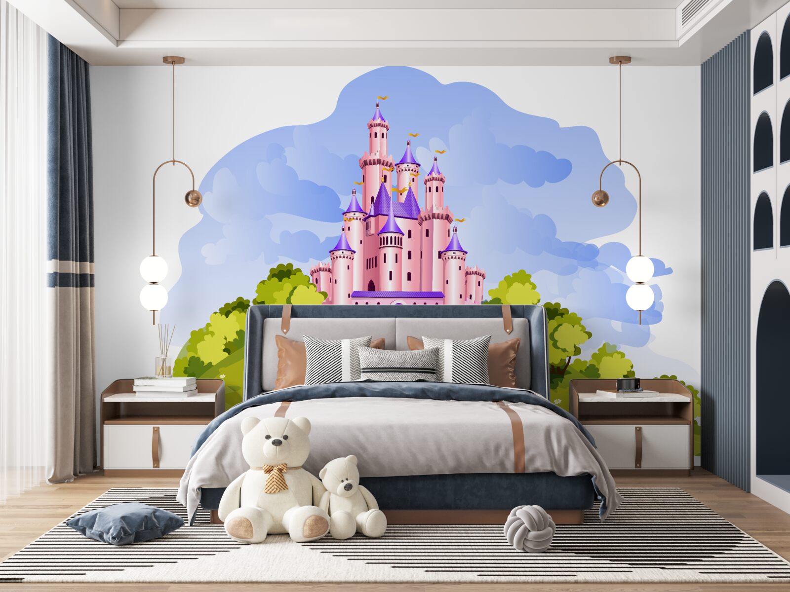 Papier peint le château est rose