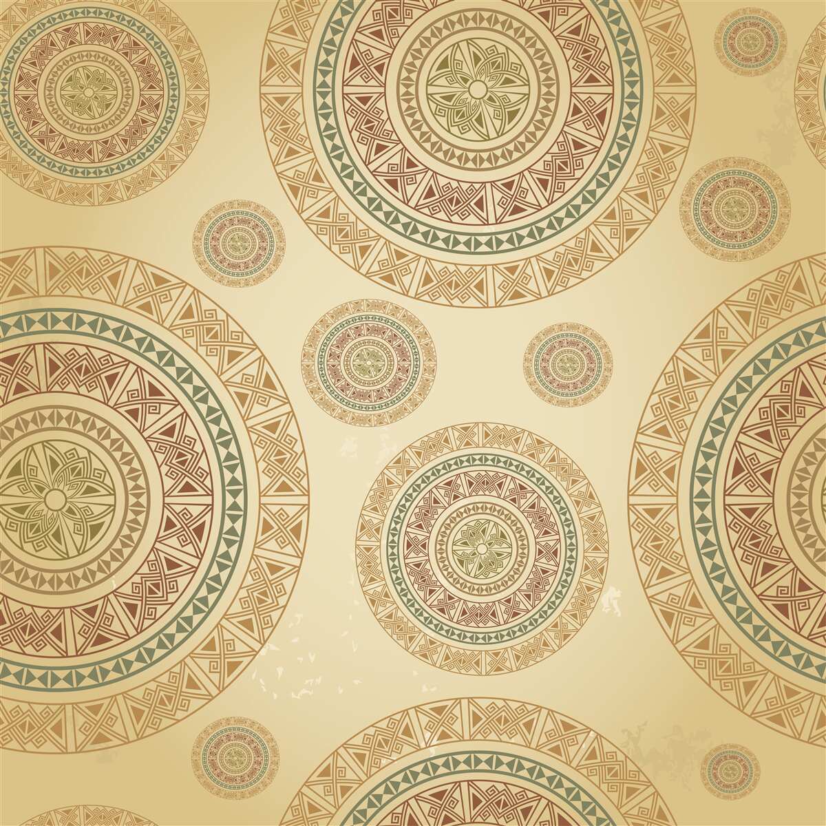 Papier peint figurines marron clair à motif ethnique