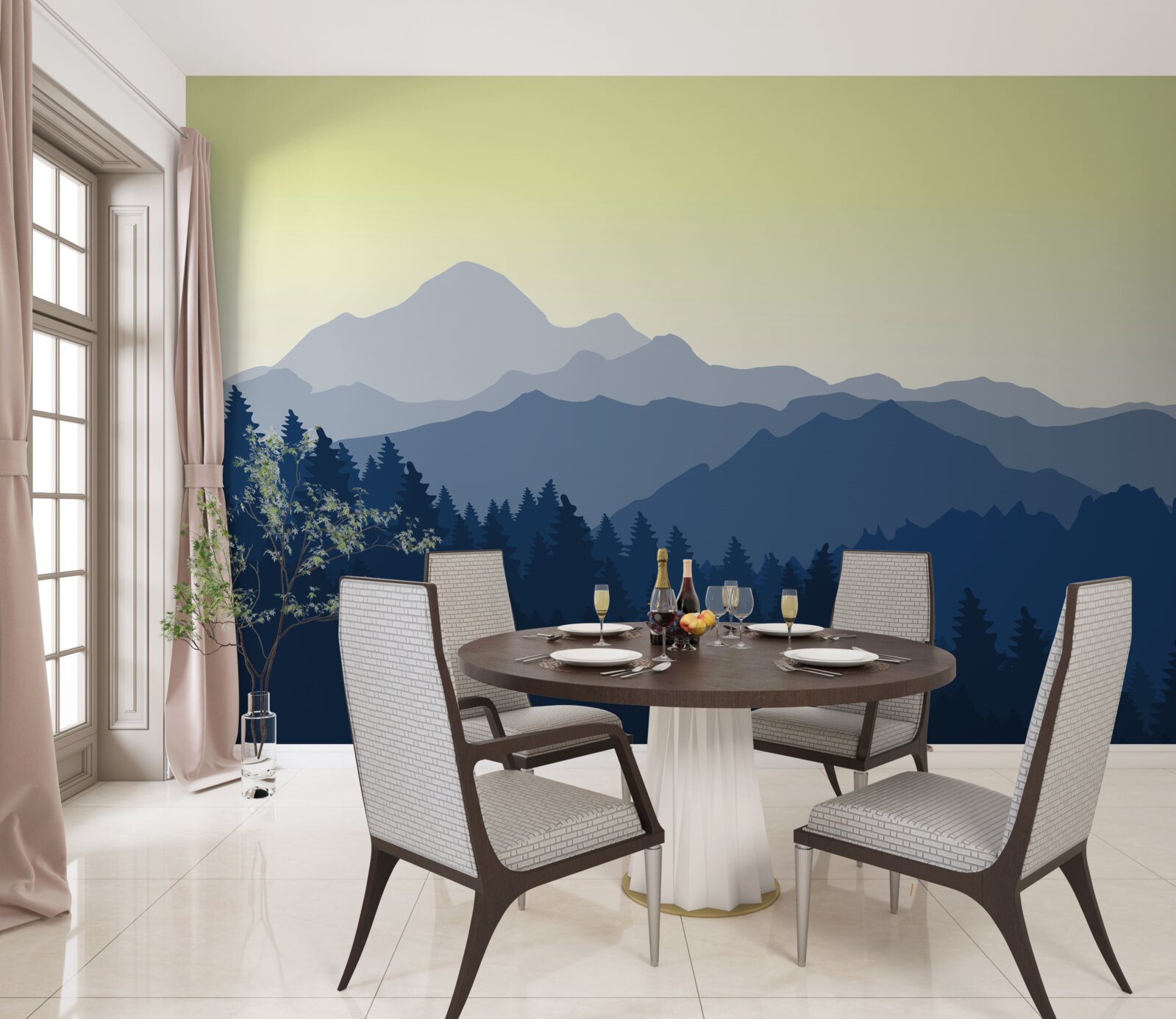 Papier peint montagnes brumeuses