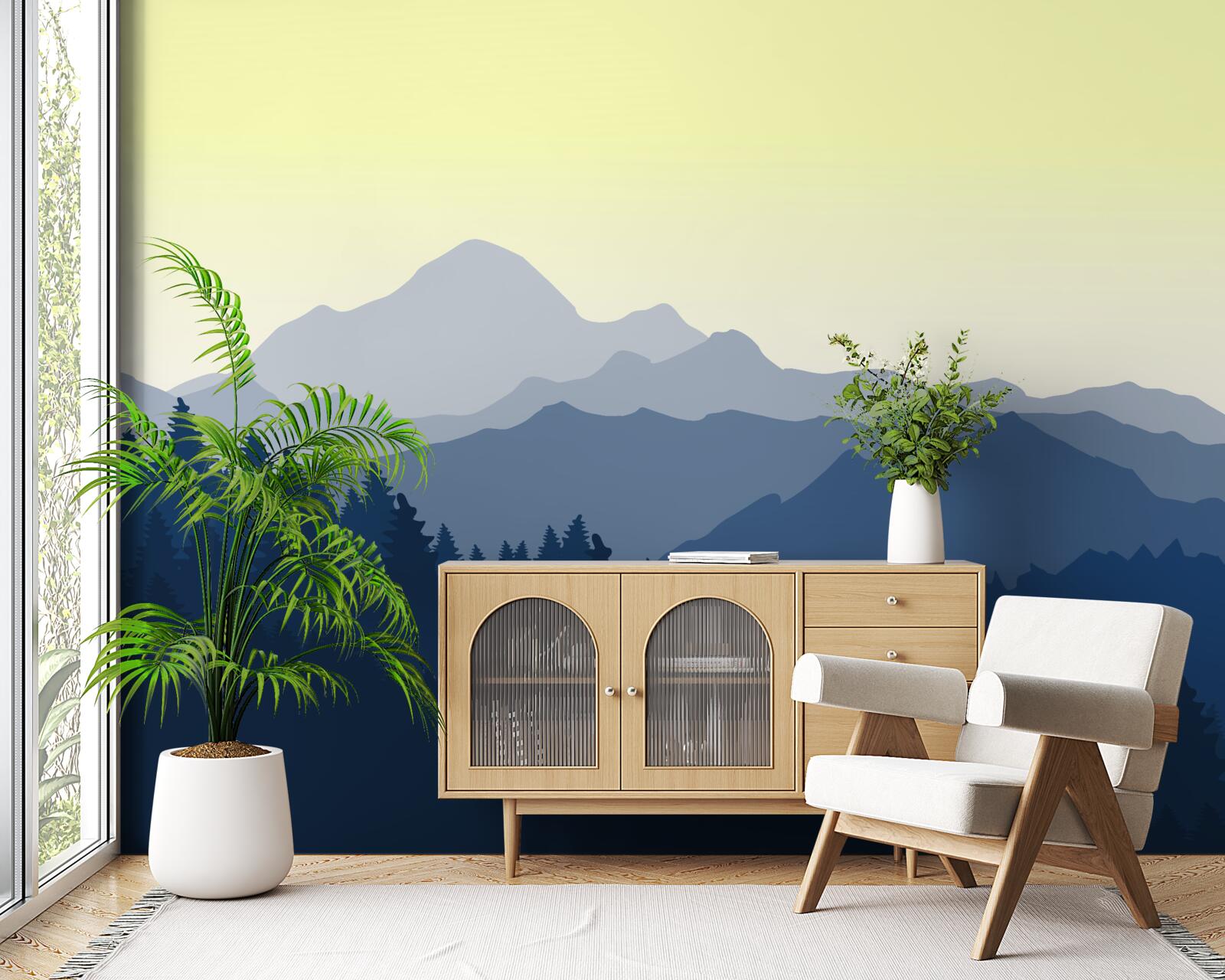 Papier peint montagnes brumeuses