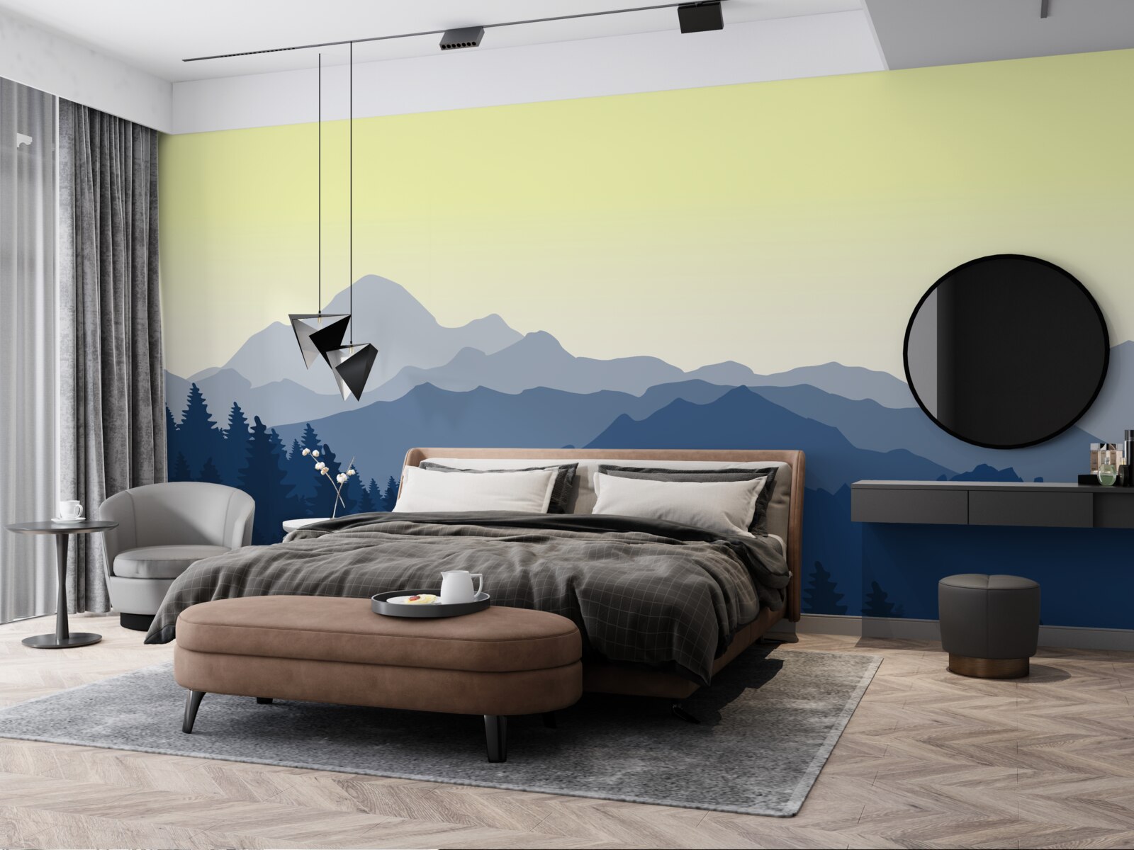 Papier peint montagnes brumeuses