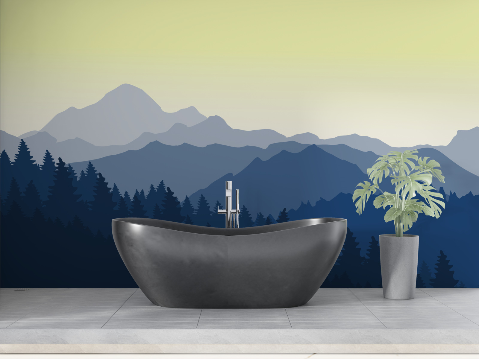 Papier peint montagnes brumeuses