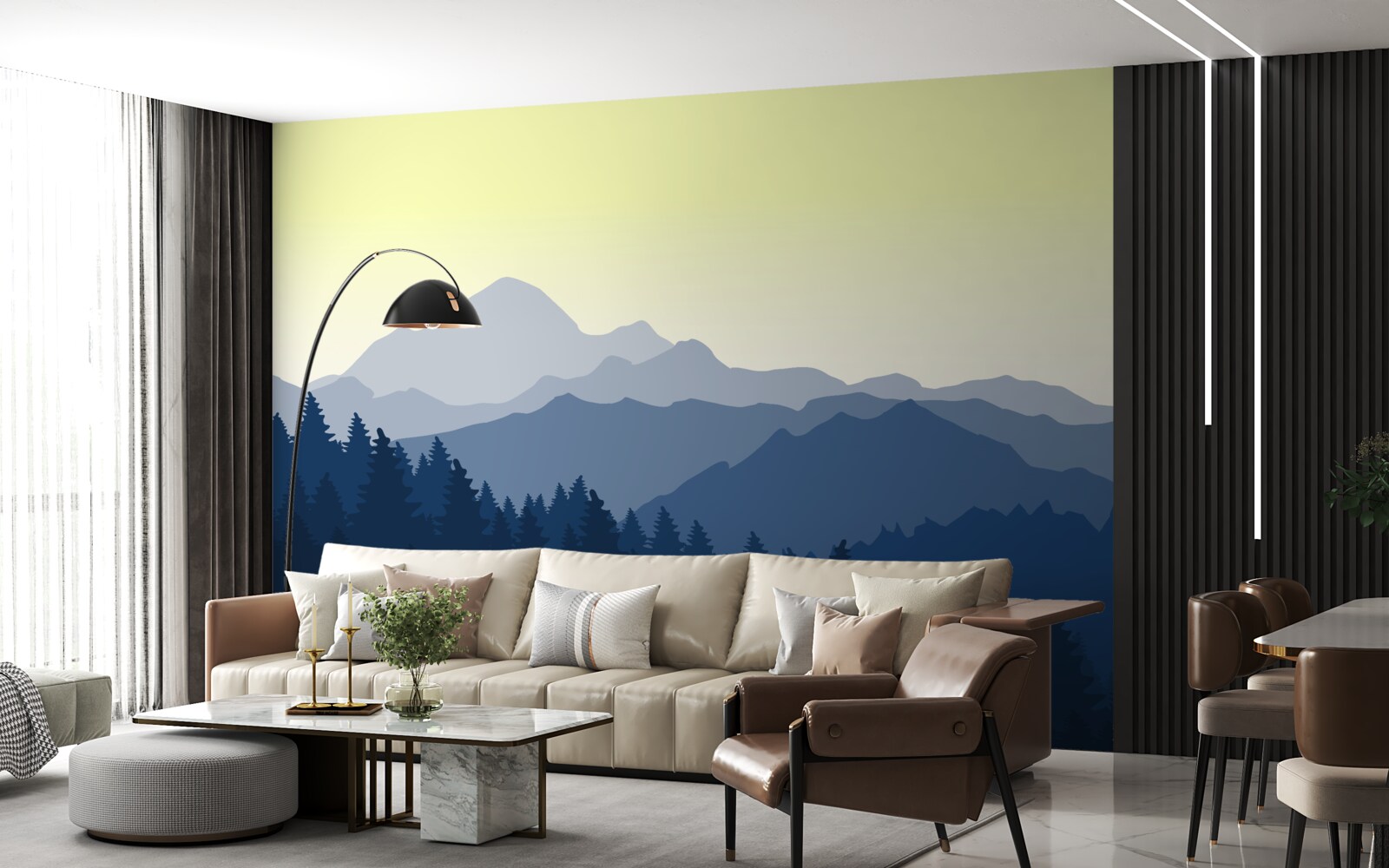 Papier peint montagnes brumeuses