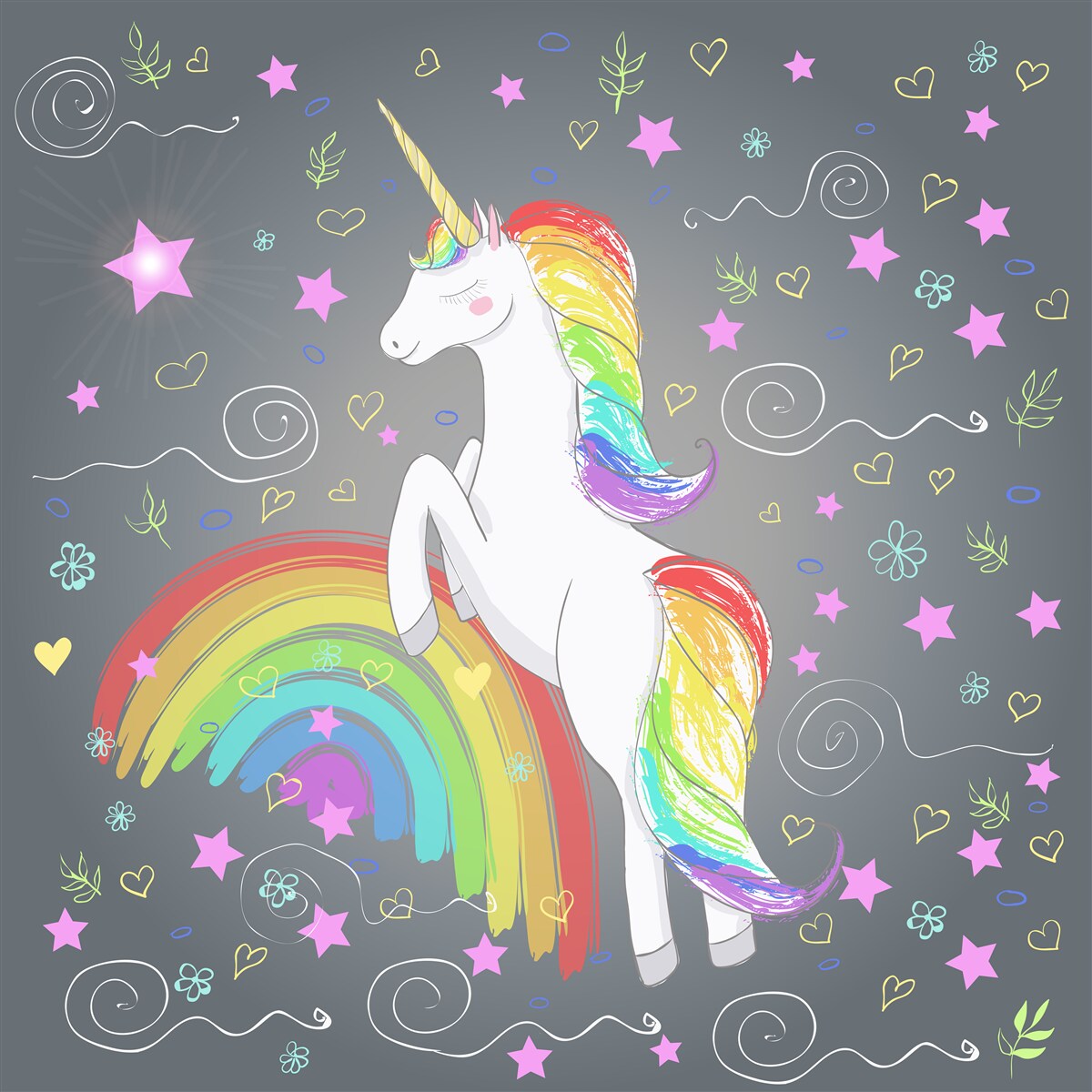 Papier peint licorne arc-en-ciel