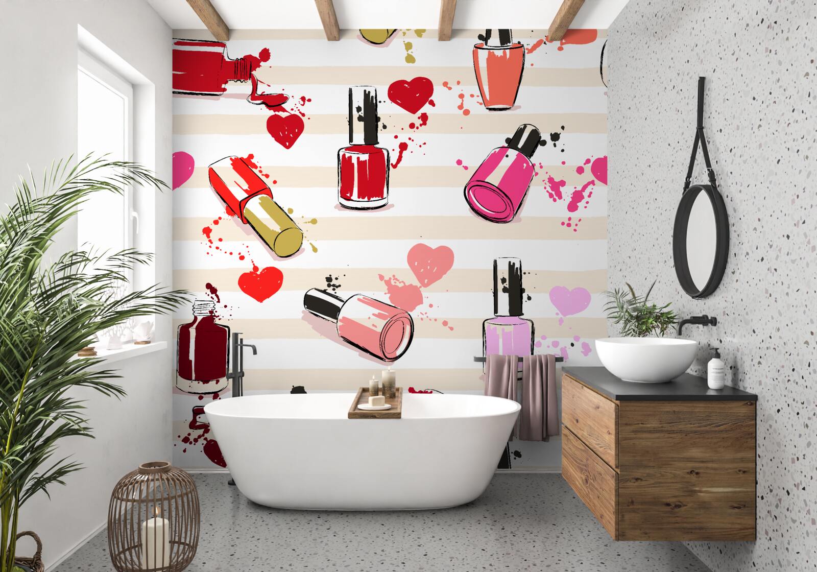 Papier peint des flacons de vernis à ongles multicolores