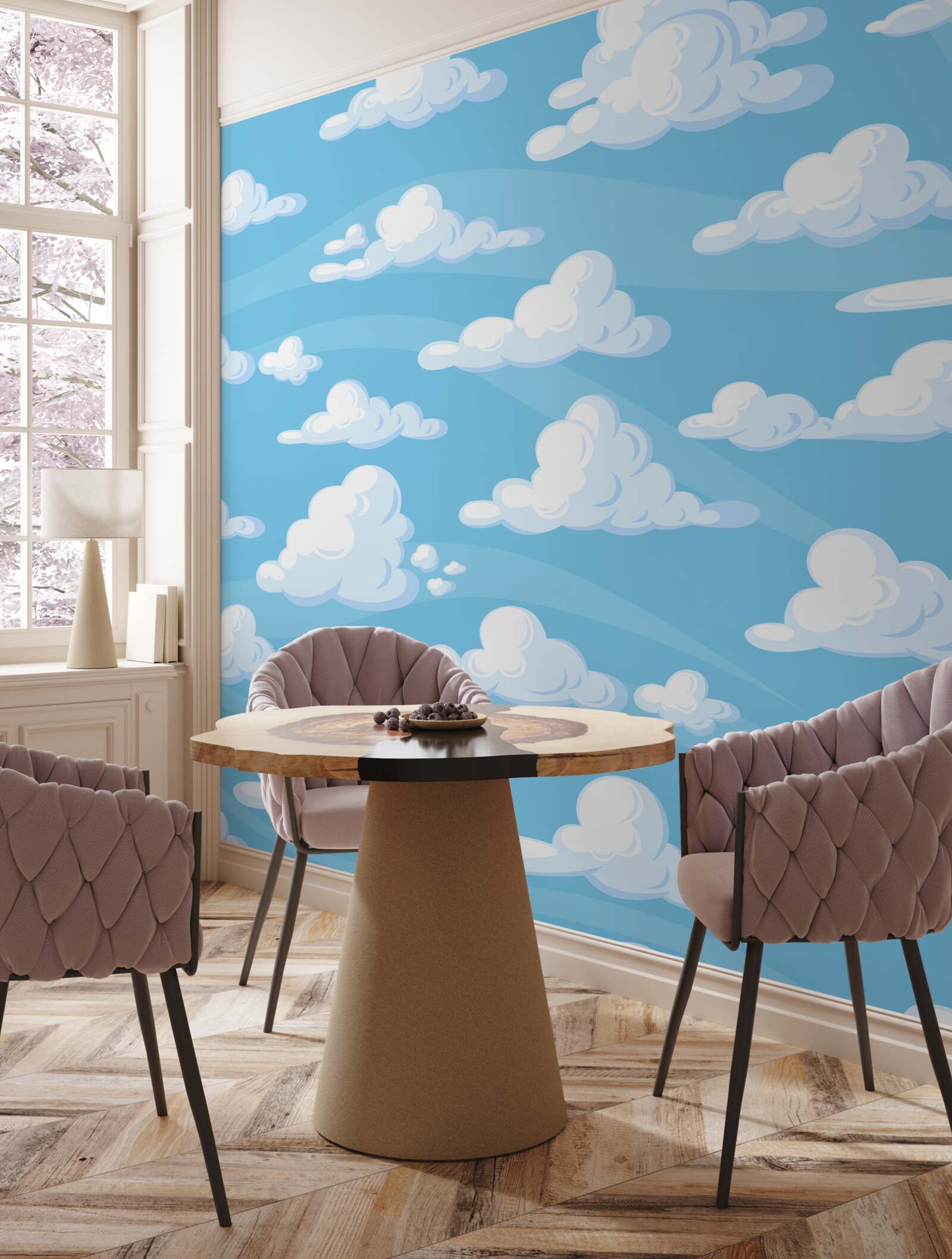 Papier peint nuages flottant dans un ciel d'azur