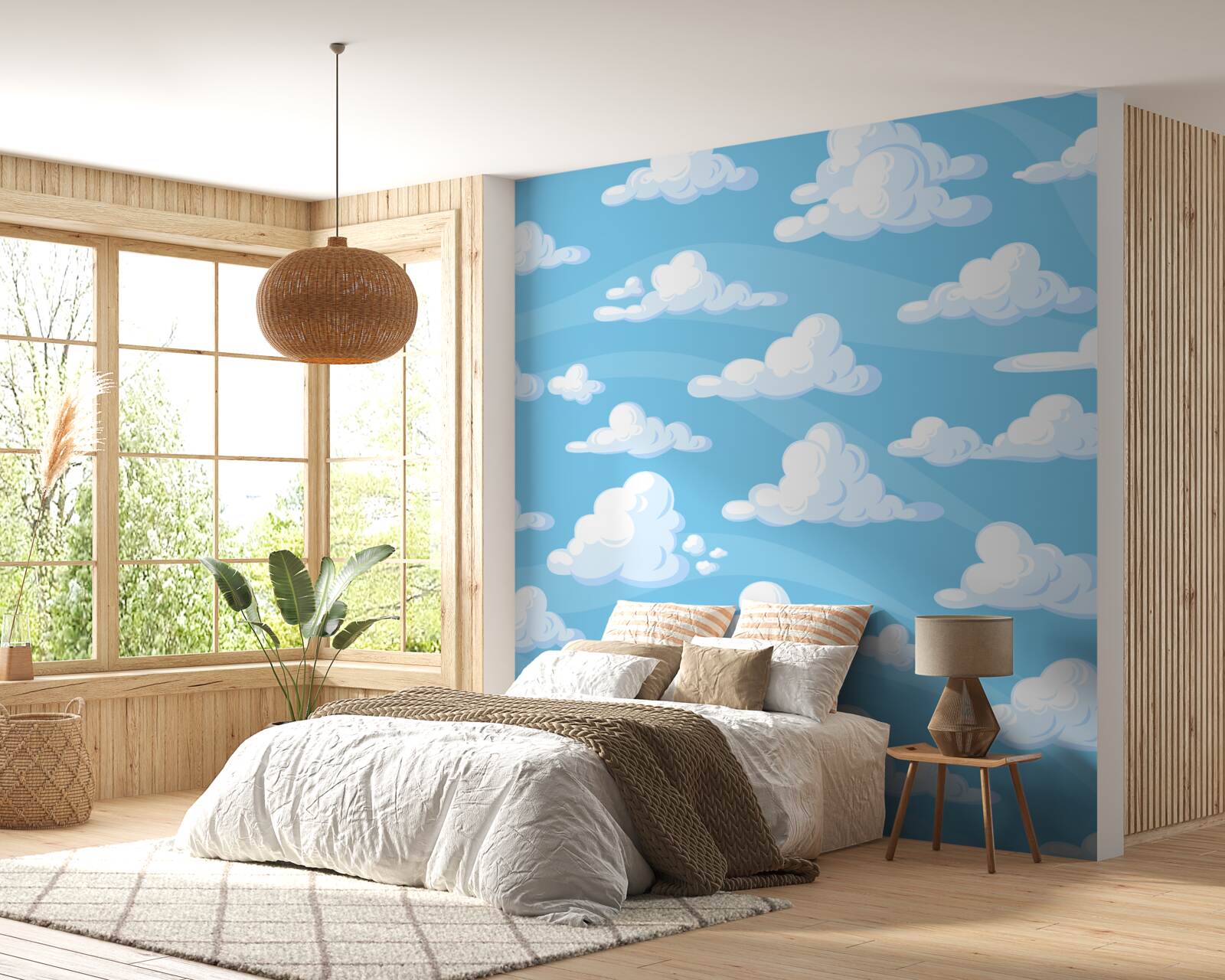 Papier peint nuages flottant dans un ciel d'azur