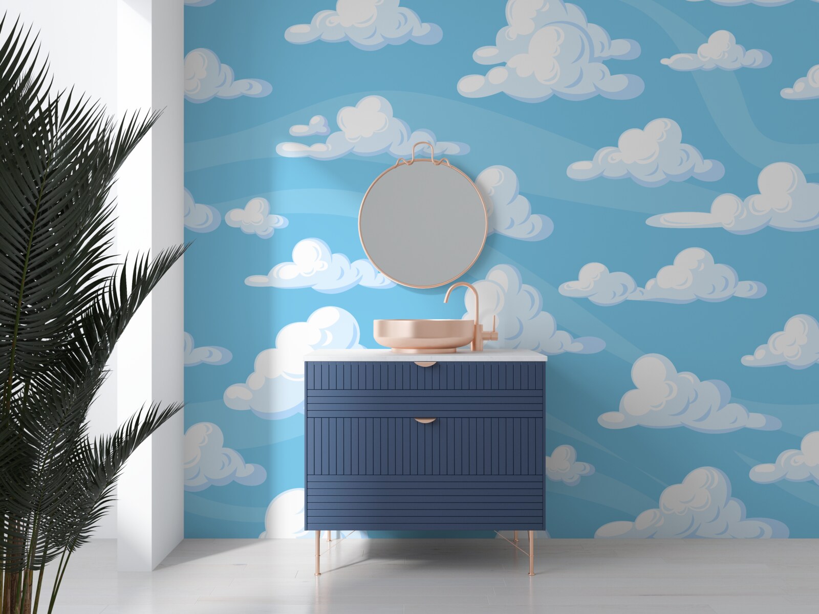 Papier peint nuages flottant dans un ciel d'azur