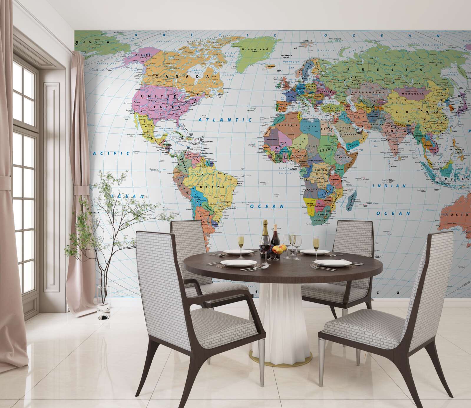 Papier peint carte géopolitique du monde