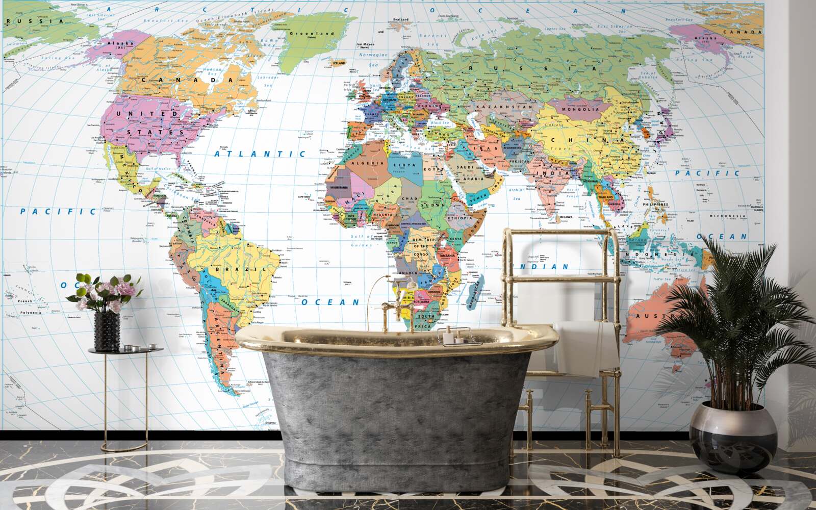 Papier peint carte géopolitique du monde