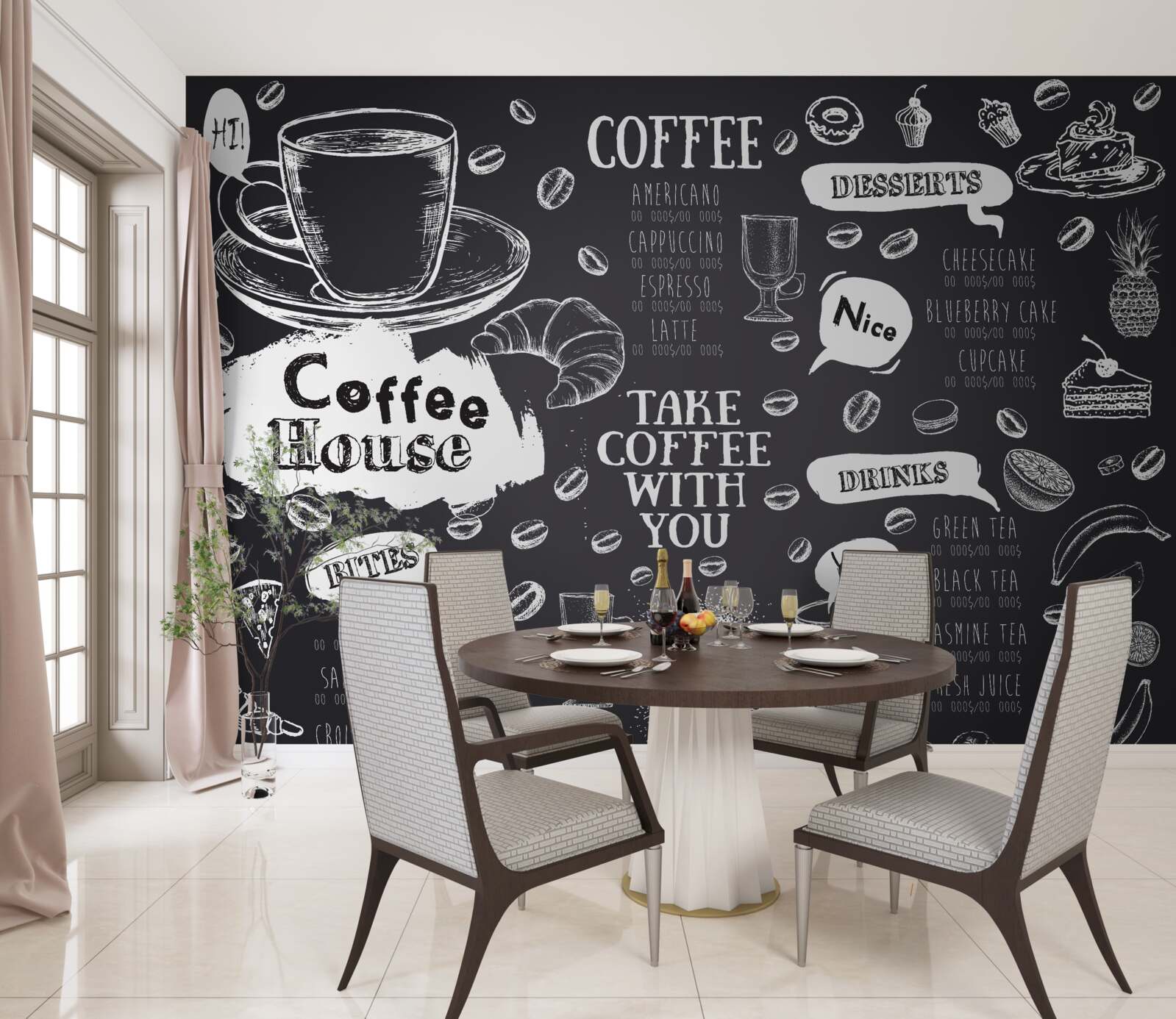 Papier peint menu de la cafétéria