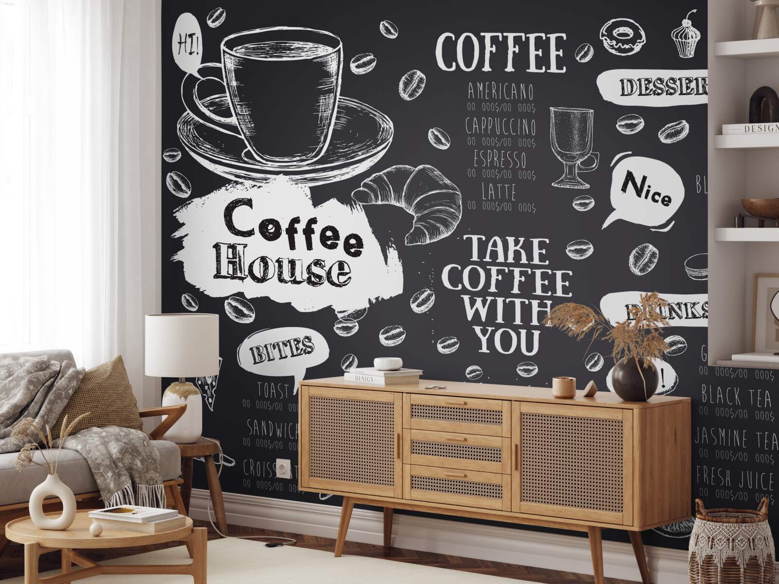 Papier peint menu de la cafétéria