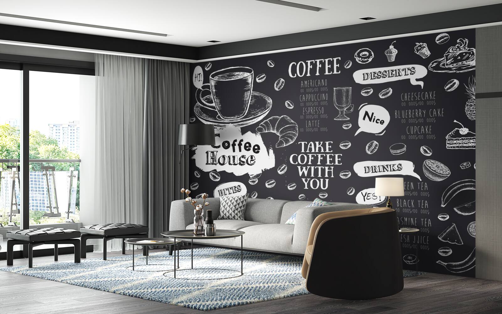 Papier peint menu de la cafétéria