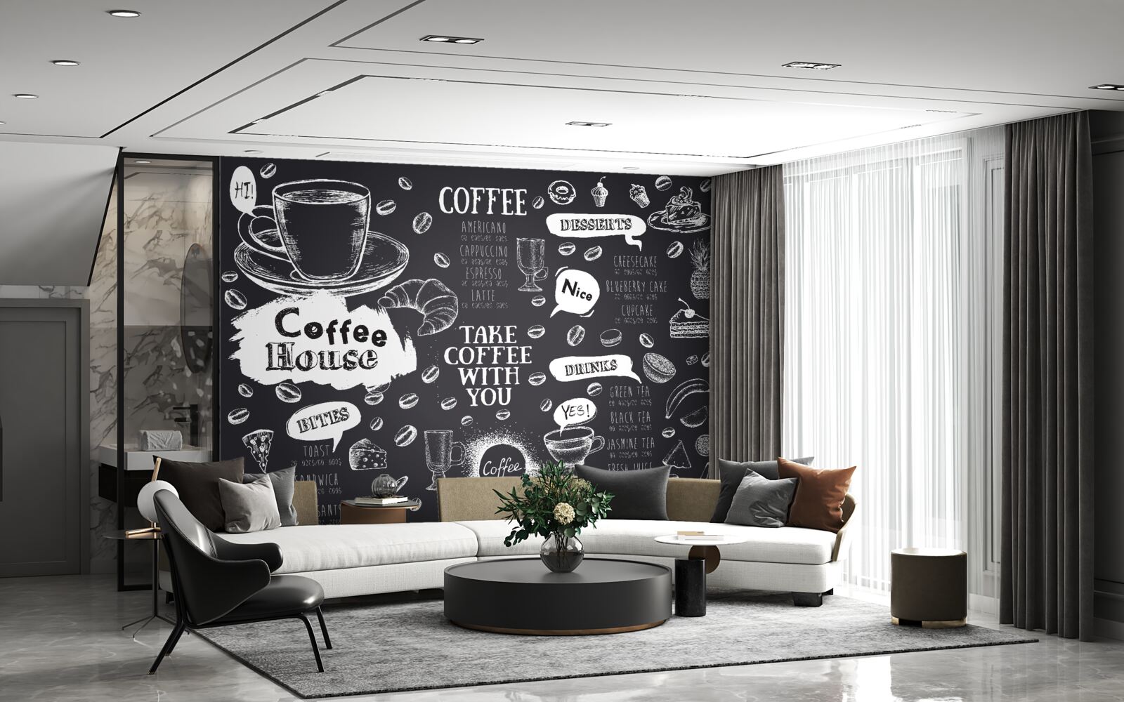 Papier peint menu de la cafétéria