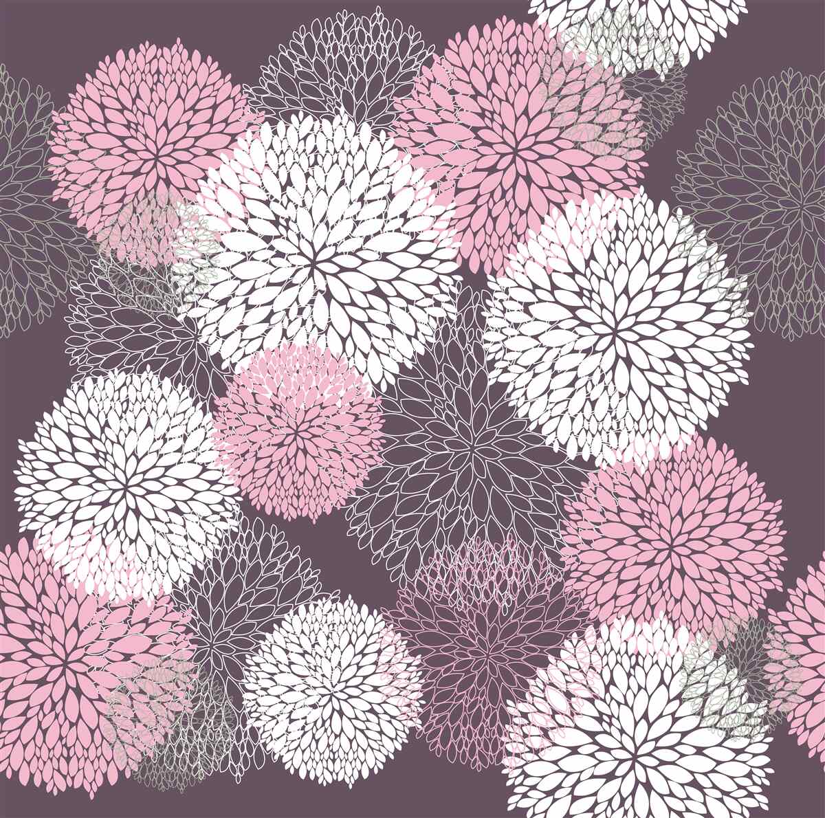 Papier peint Les bourgeons du pissenlit sont de couleur blanche, rose et grise.