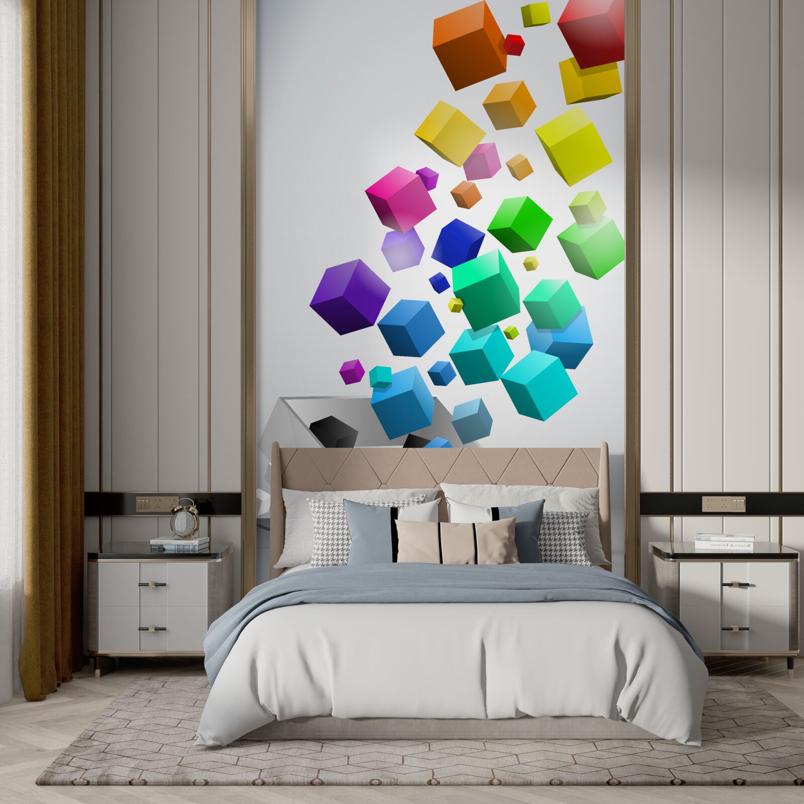 Papier peint les cubes de toutes les couleurs montent