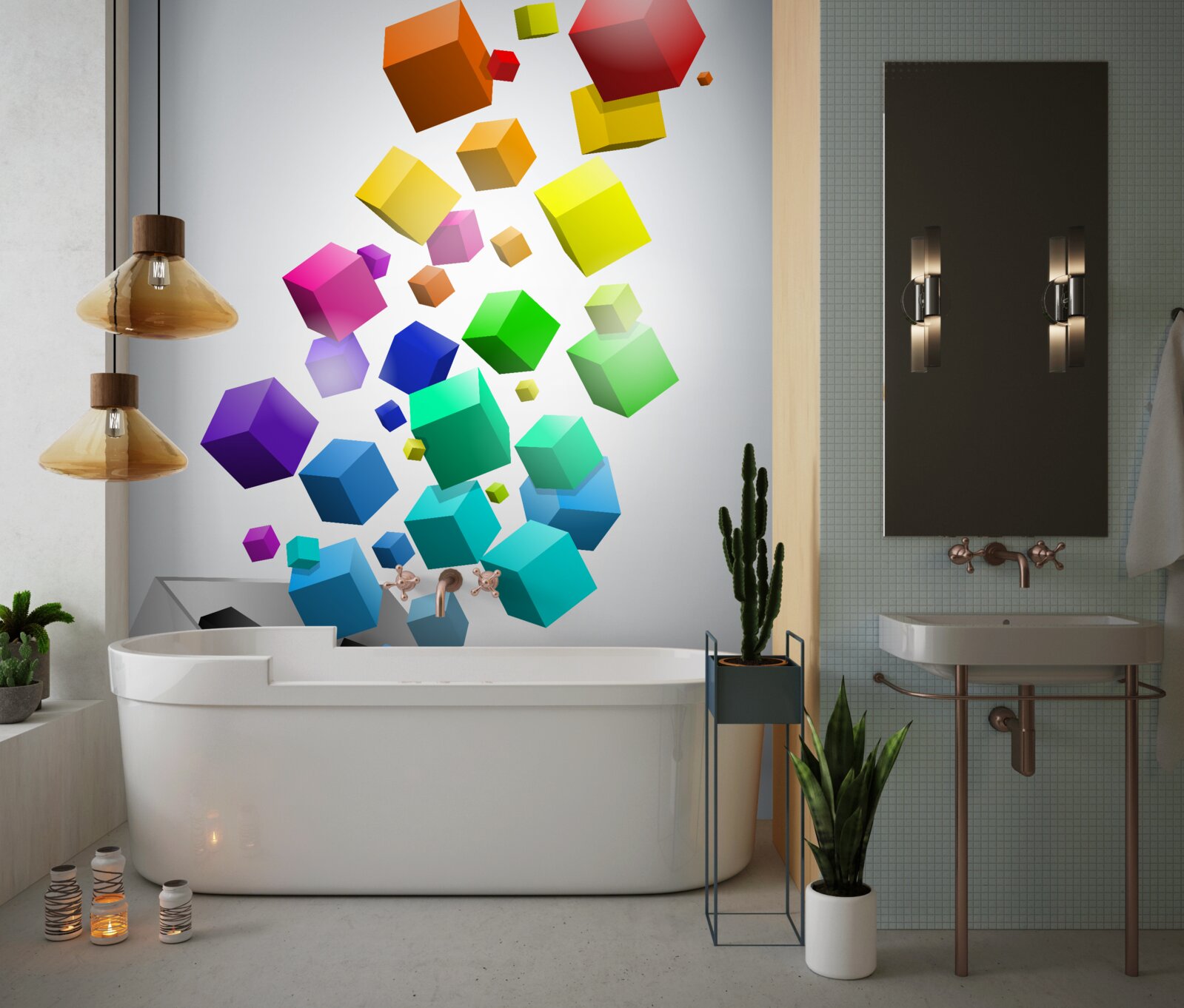 Papier peint les cubes de toutes les couleurs montent