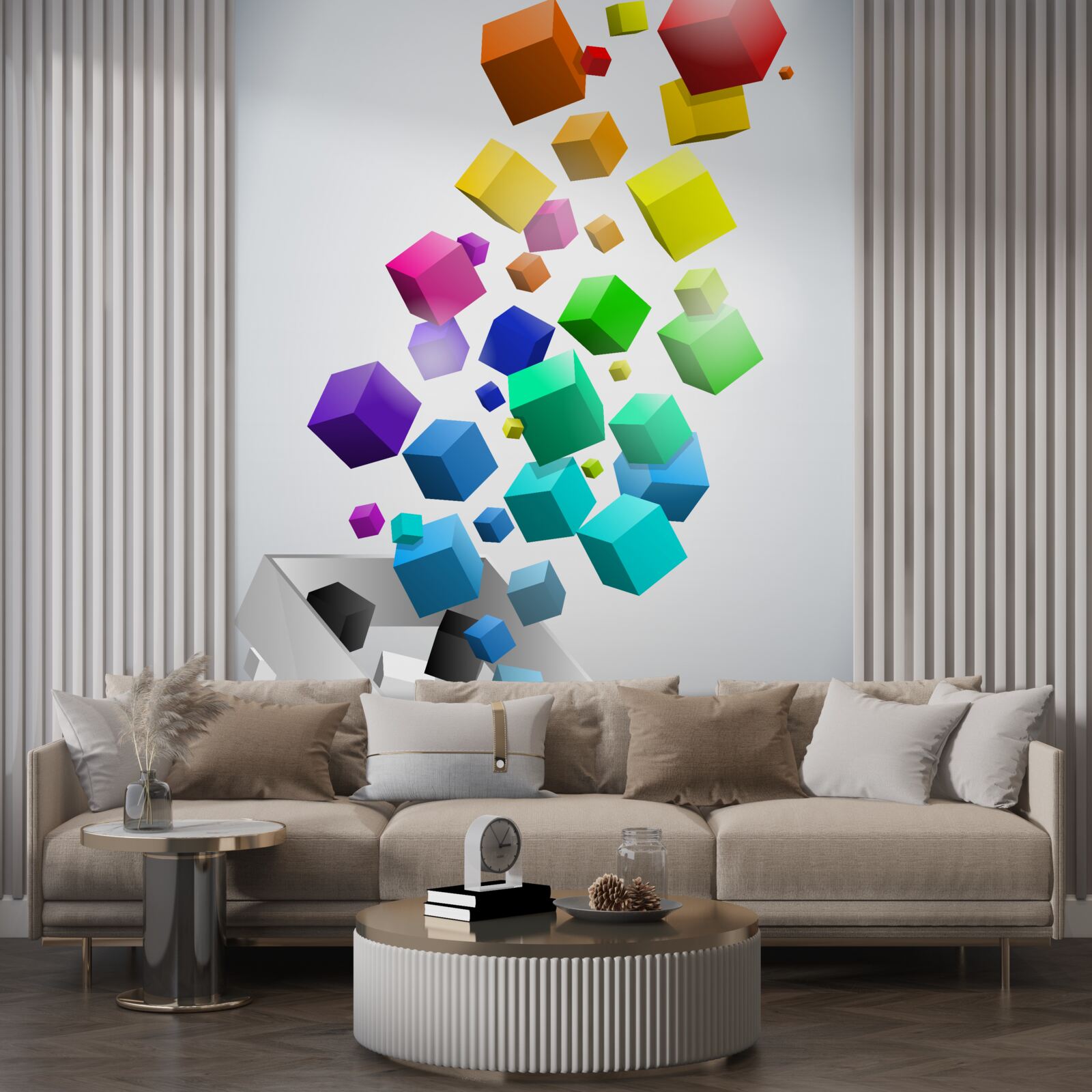 Papier peint les cubes de toutes les couleurs montent