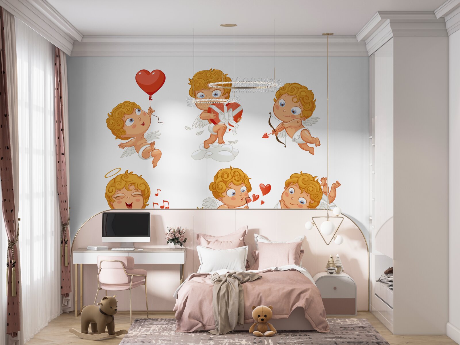 Papier peint les cupidons sont passionnés par leurs tâches