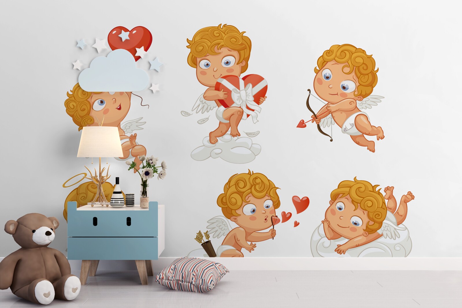 Papier peint les cupidons sont passionnés par leurs tâches