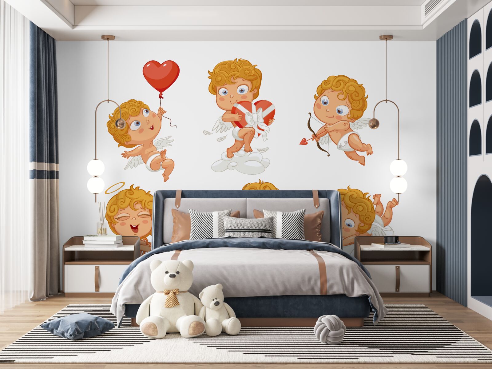 Papier peint les cupidons sont passionnés par leurs tâches