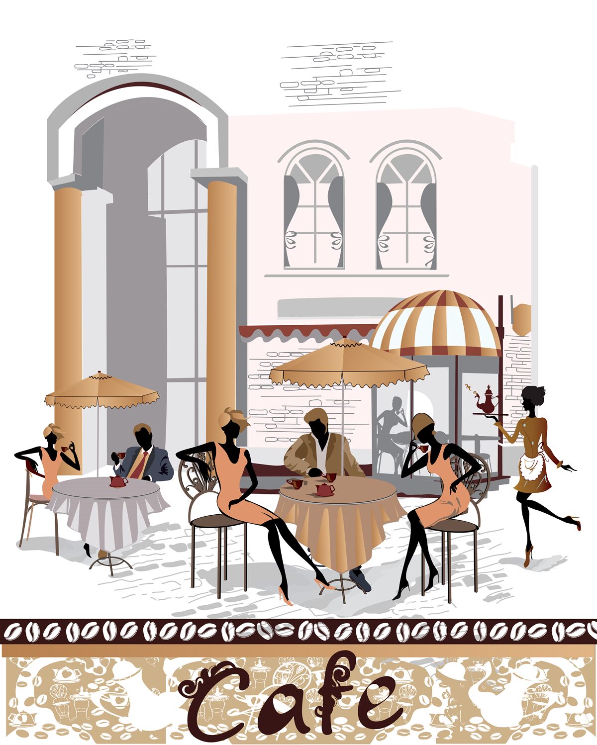 Papier peint photo d'un café avec des clients