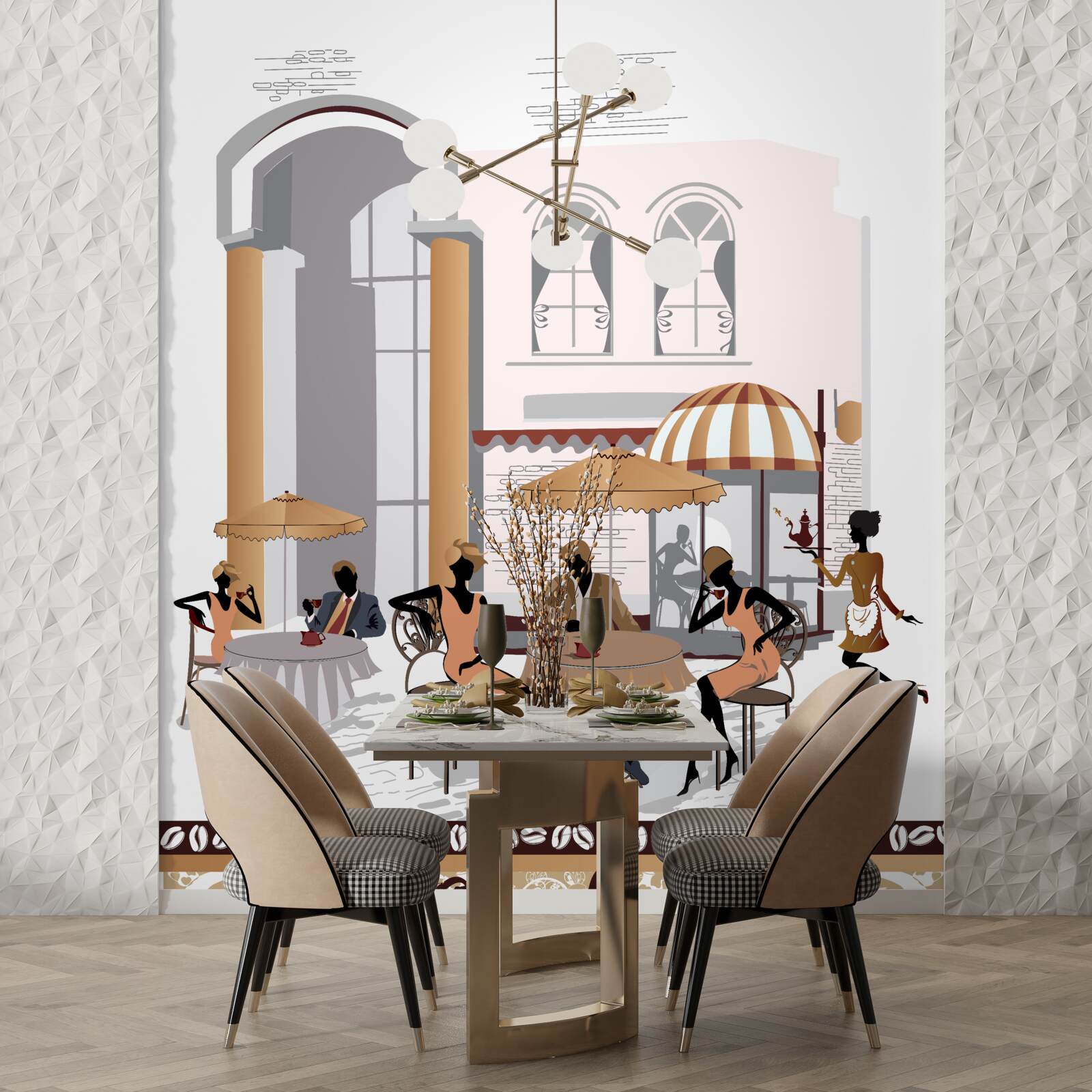 Papier peint photo d'un café avec des clients