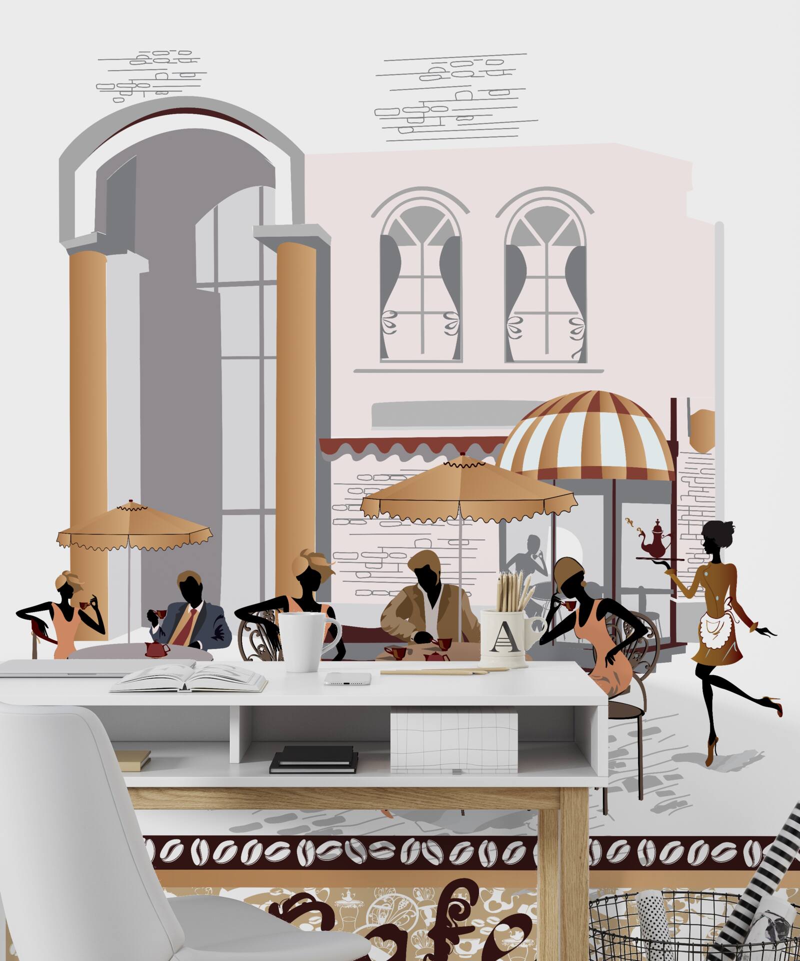 Papier peint photo d'un café avec des clients