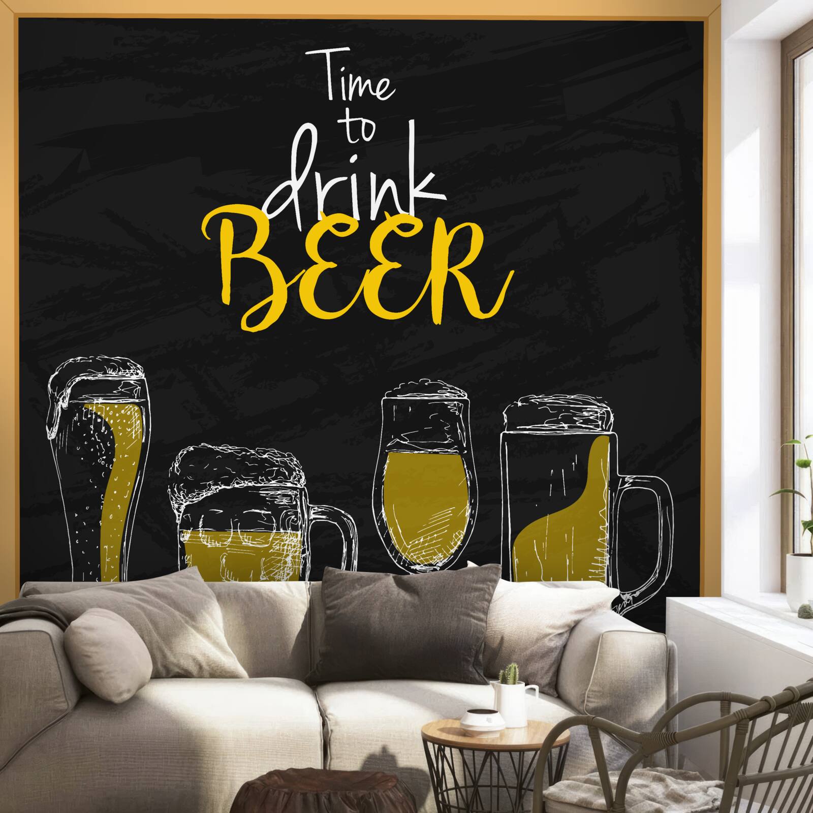 Papier peint verres à bière