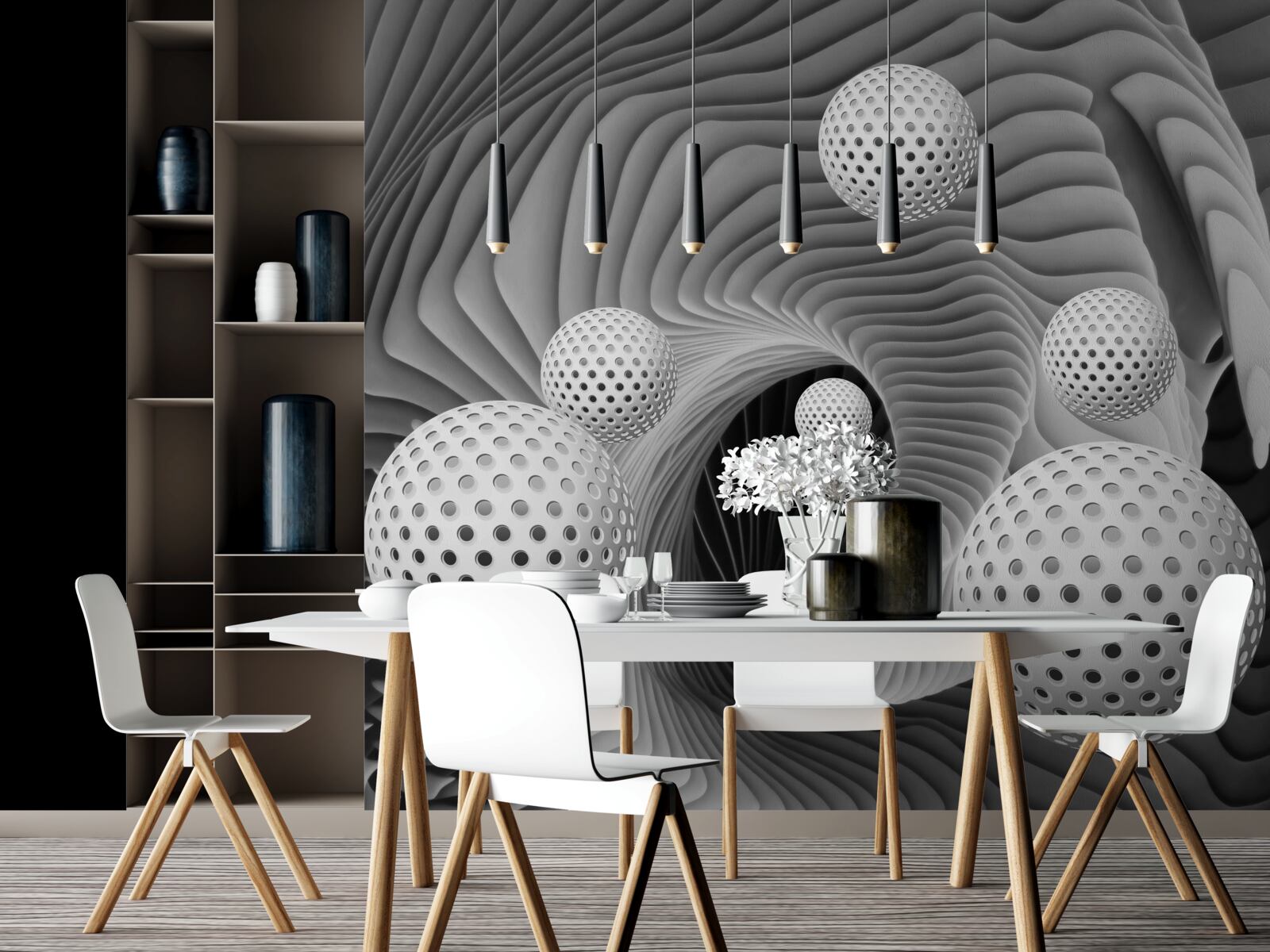 Papier peint Balles 3d qui s'envolent