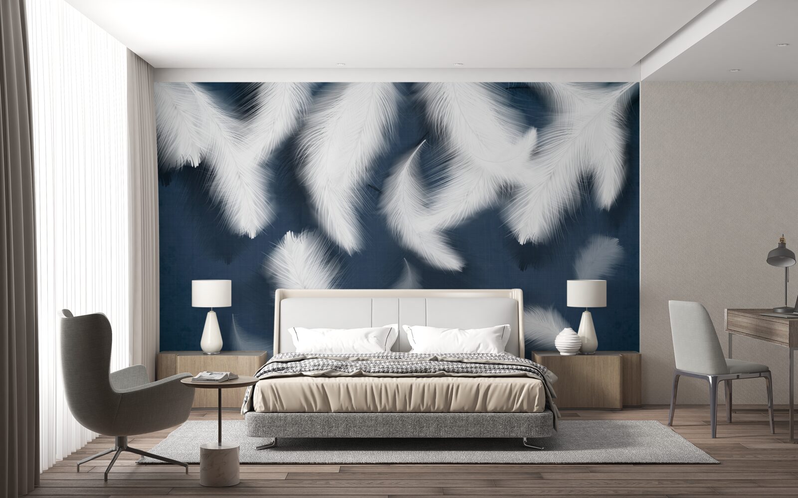 Papier peint des plumes qui semblent flotter dans l'air