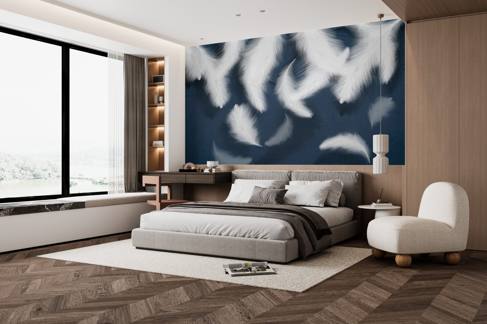 Papier peint des plumes qui semblent flotter dans l'air