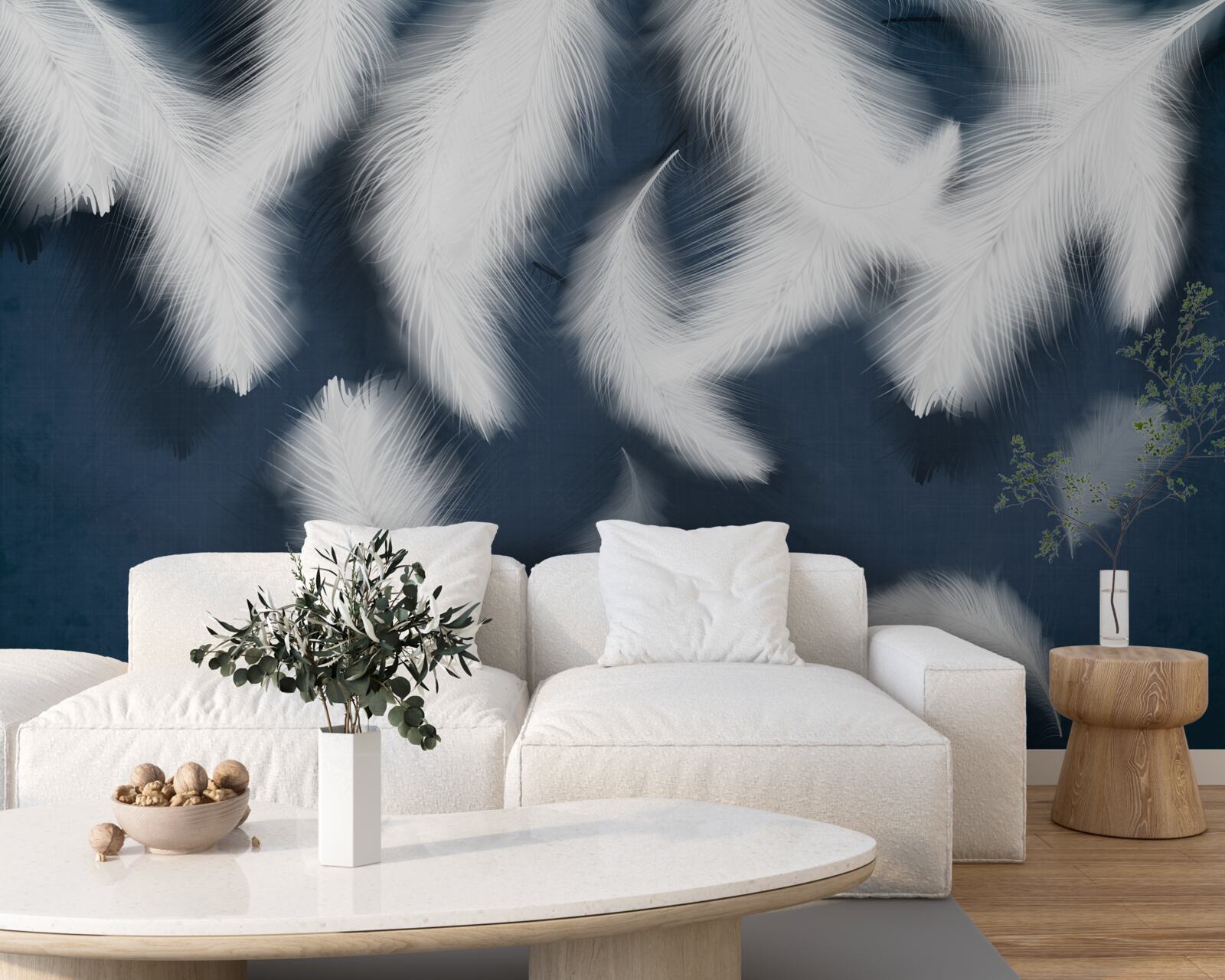 Papier peint des plumes qui semblent flotter dans l'air