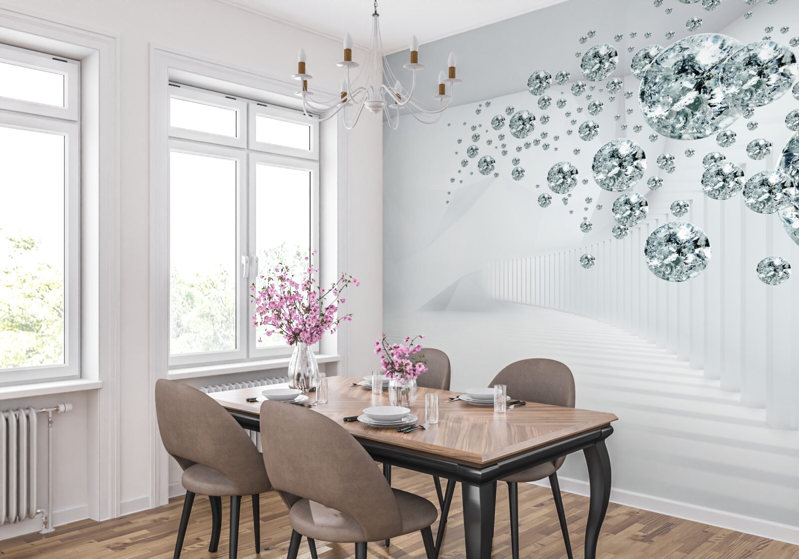 Papier peint pierres éparses en argent