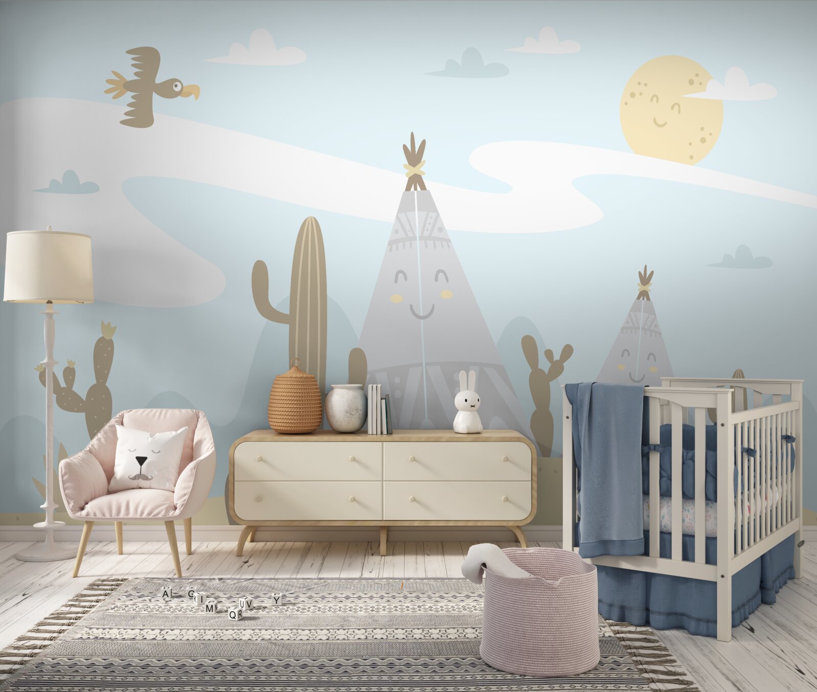 Papier peint zone sèche avec des plantes épineuses