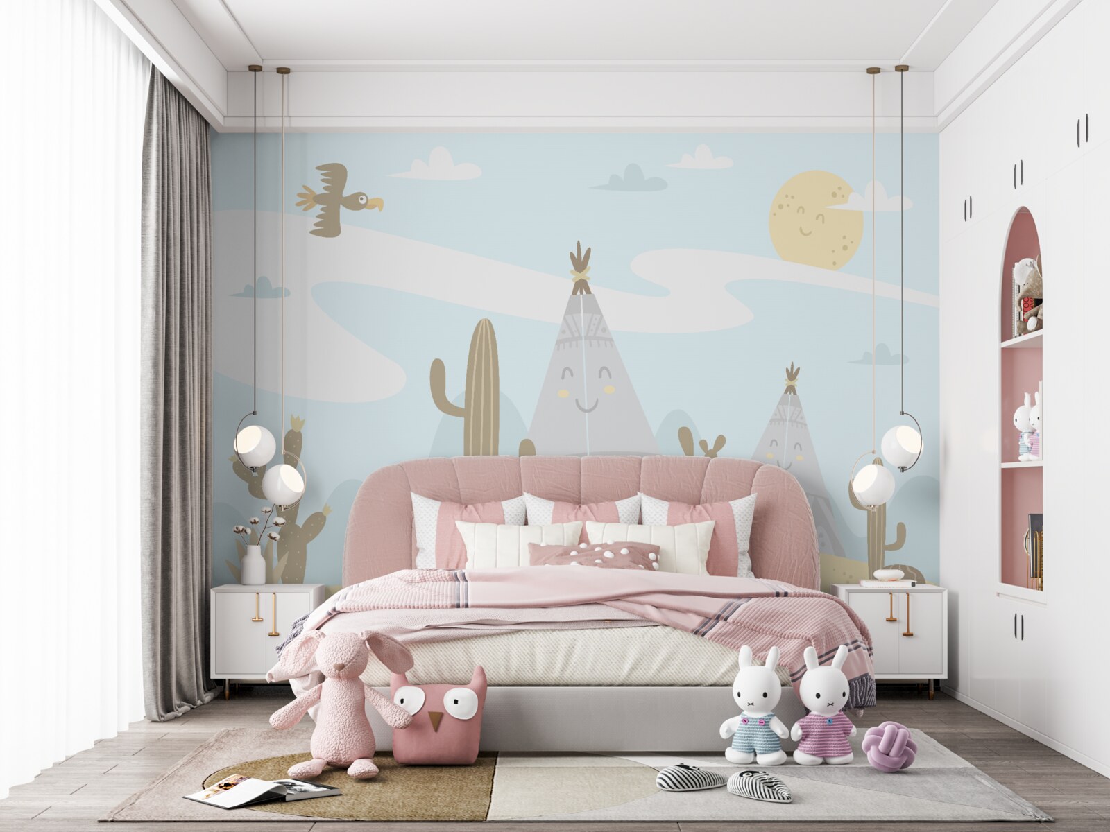 Papier peint zone sèche avec des plantes épineuses