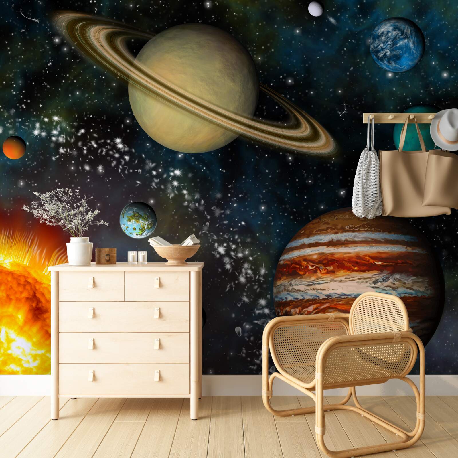 Papier peint les planètes tournant autour du soleil