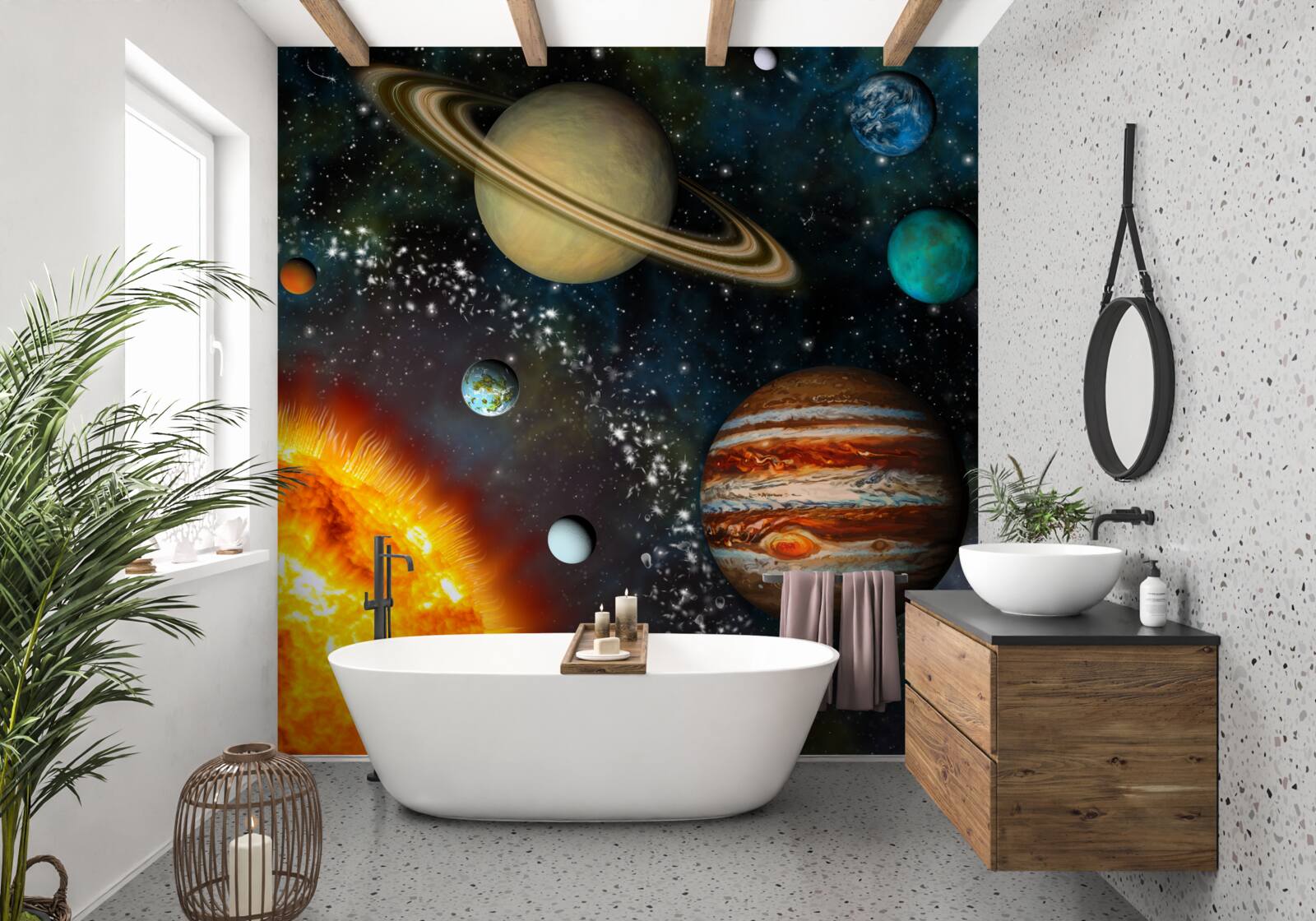 Papier peint les planètes tournant autour du soleil