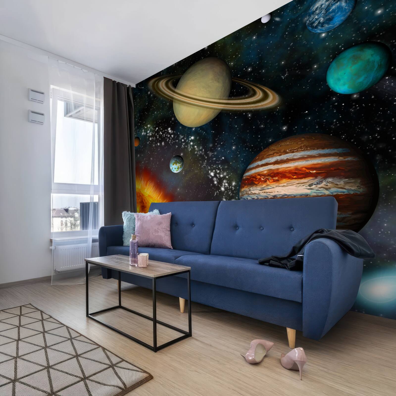 Papier peint les planètes tournant autour du soleil